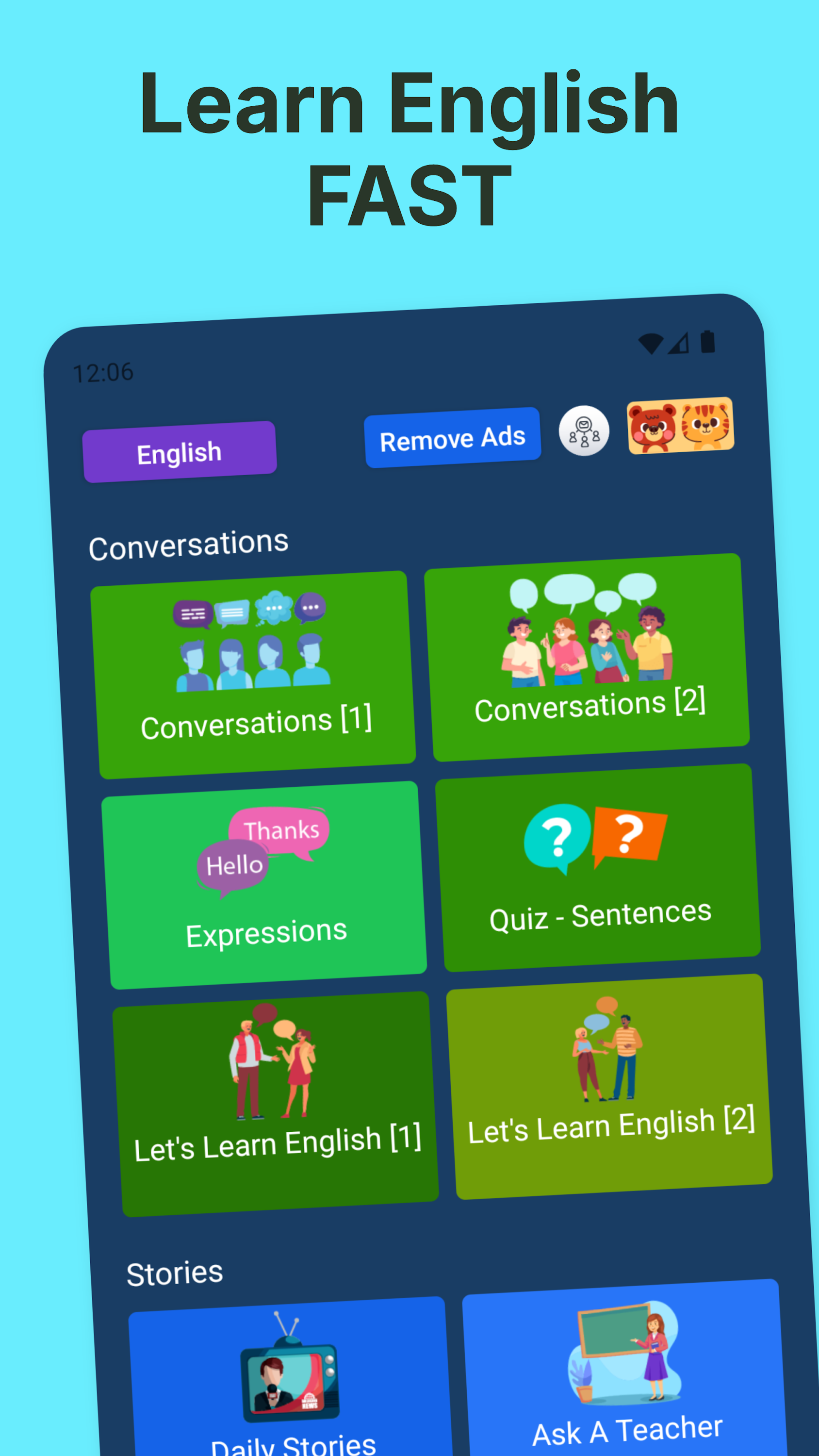 اسکرین شات 1 برنامه English Conversation Practice