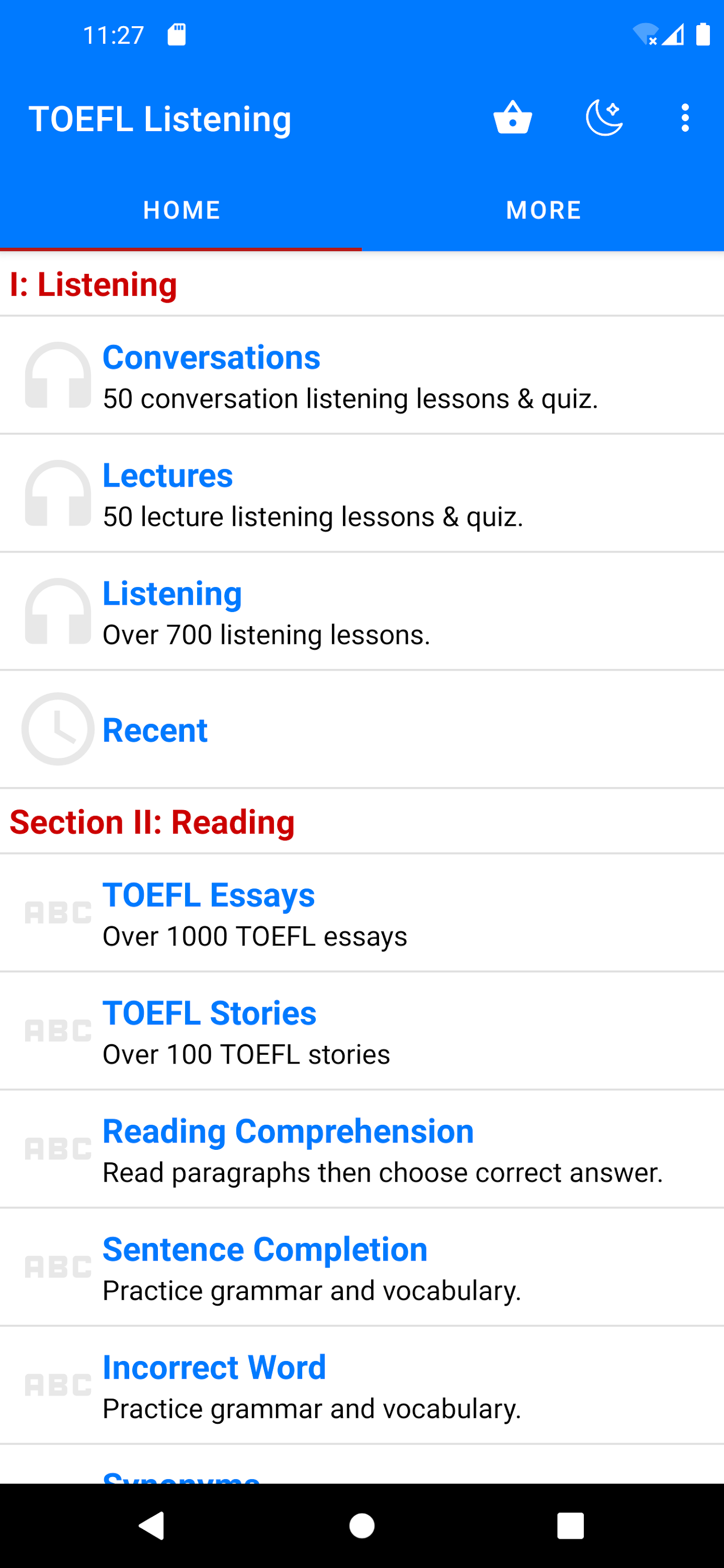 اسکرین شات 1 برنامه TOEFL Learning English