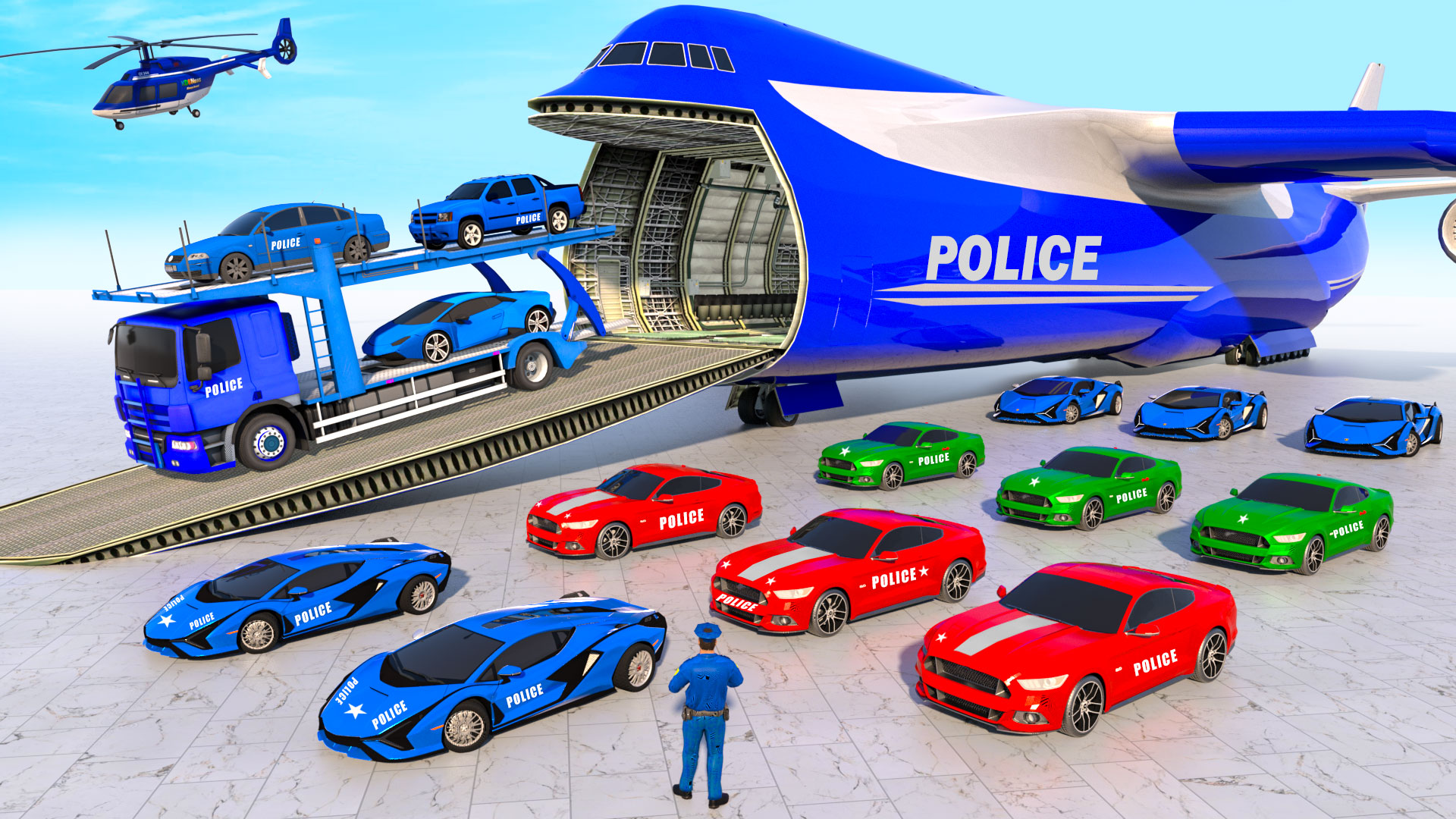 اسکرین شات 2 برنامه Police Car Transport Car Game