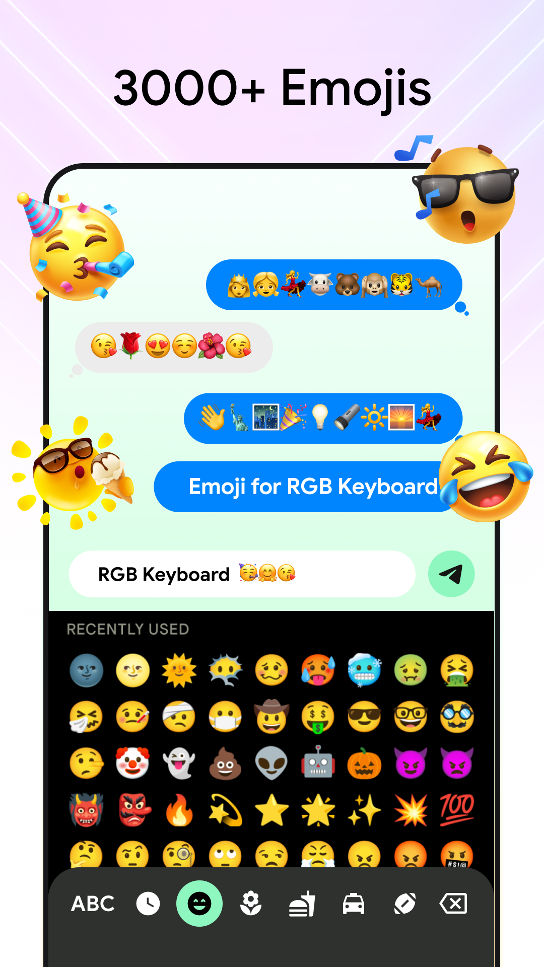 اسکرین شات 4 برنامه Neon Led Keyboard: Emoji, Font