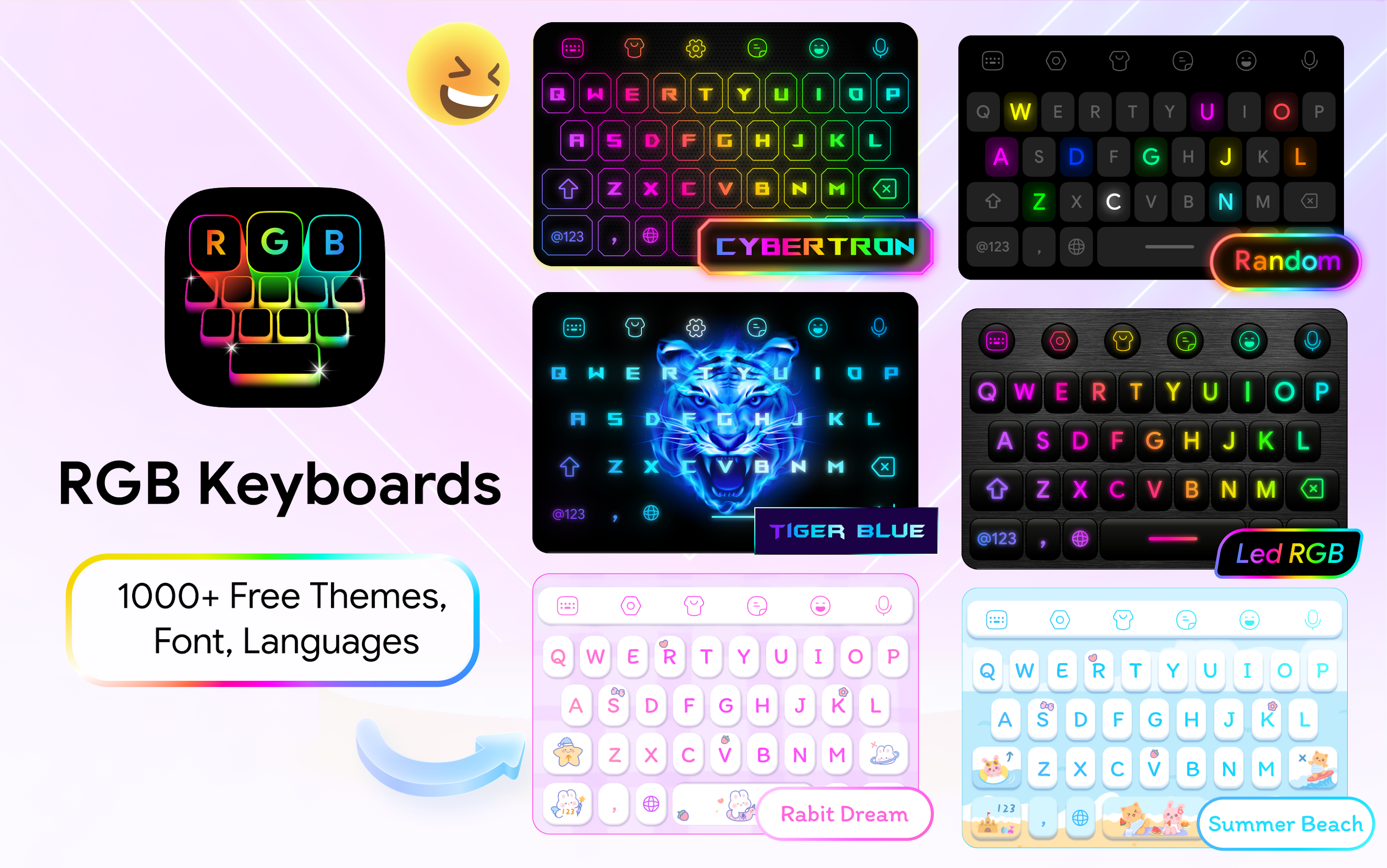 اسکرین شات 1 برنامه Neon Led Keyboard: Emoji, Font