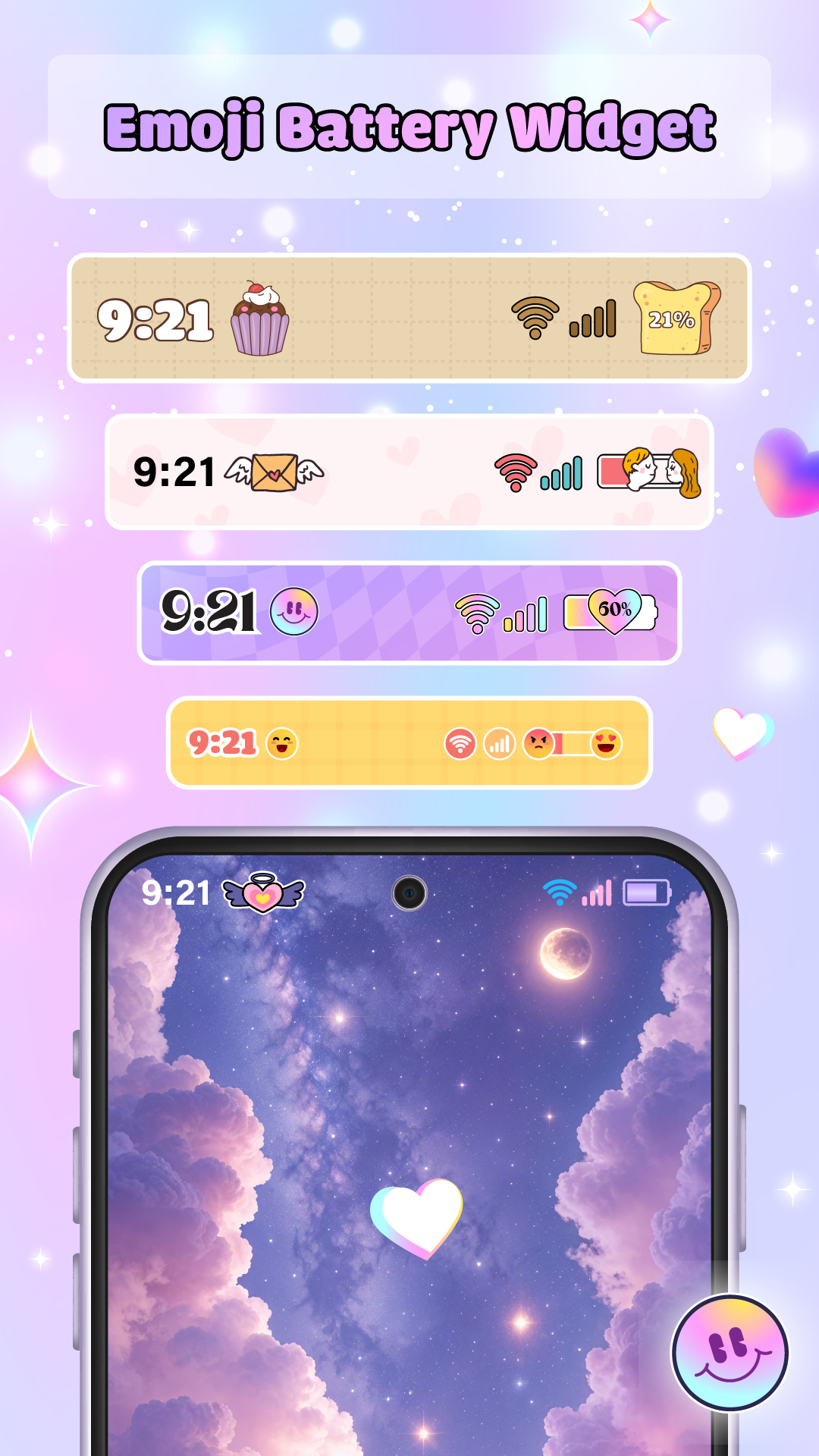 اسکرین شات 1 برنامه Cute Emoji Battery Widget