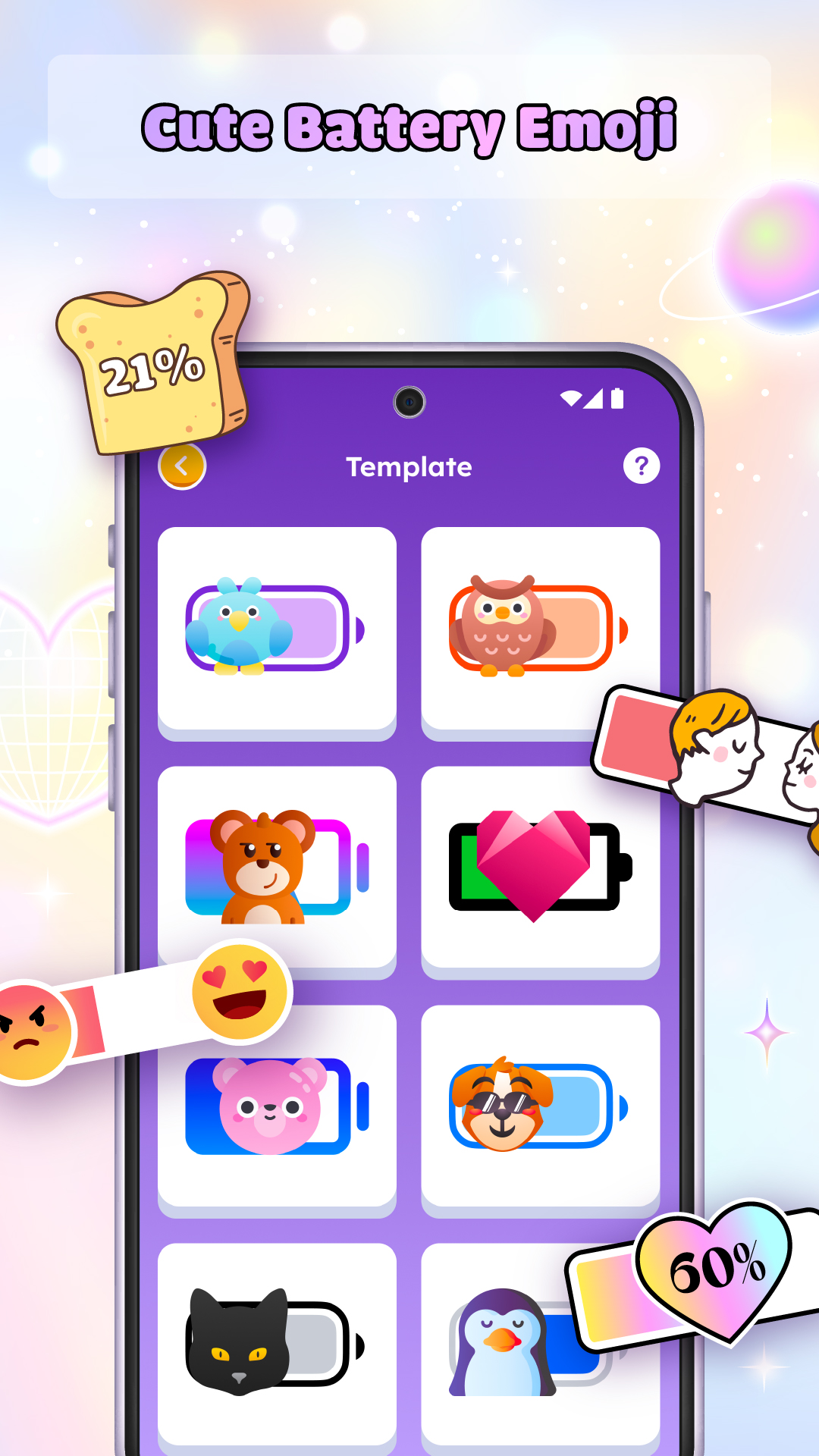 اسکرین شات 2 برنامه Cute Emoji Battery Widget