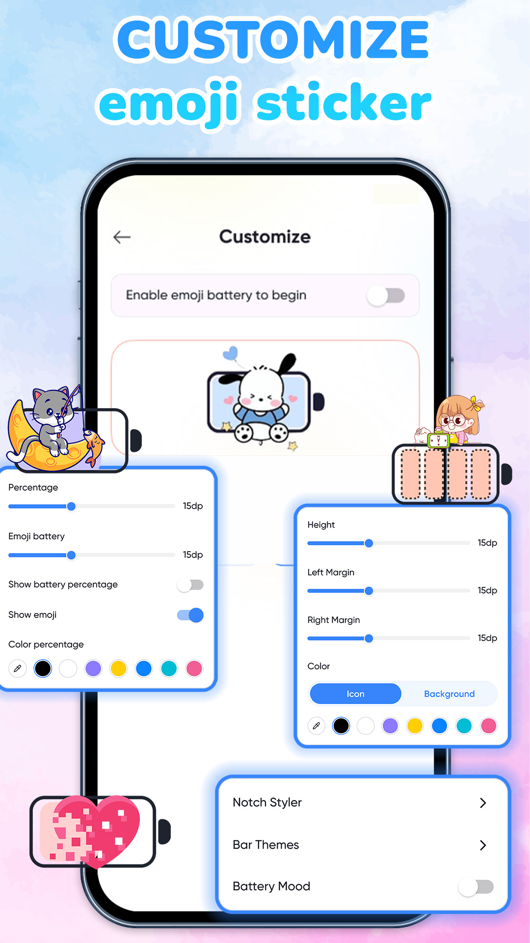 اسکرین شات 6 برنامه Emoji Battery: Status Bar