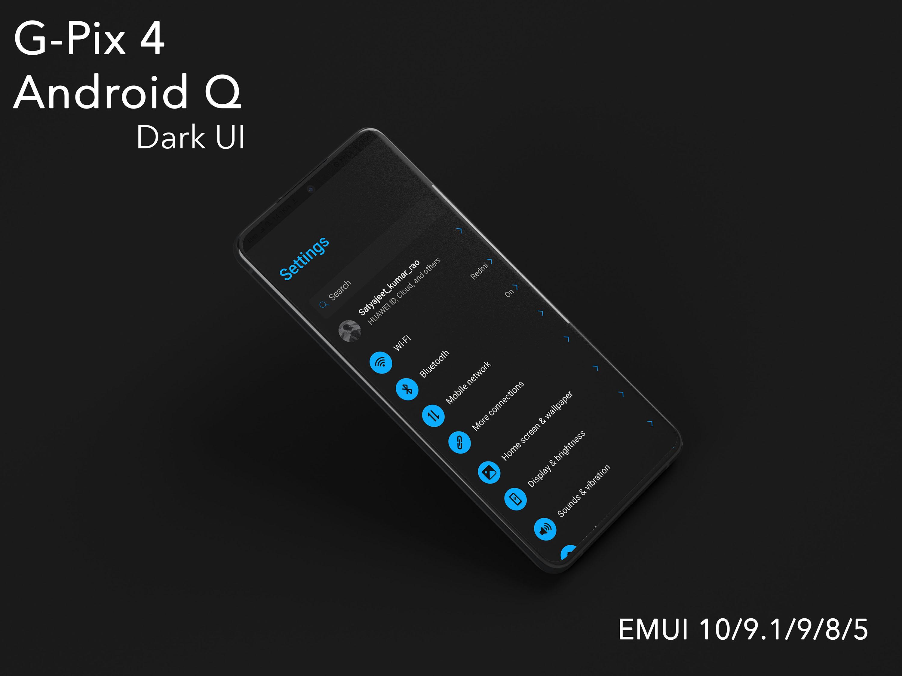اسکرین شات 8 برنامه G-Pix  Android-12 Dark UI EMUI 11/10/9/8/5 Theme