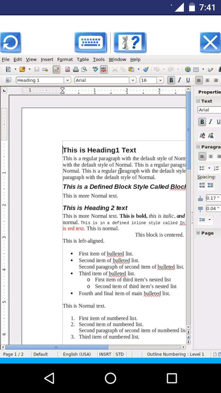 اسکرین شات 1 برنامه AndroWriter document editor