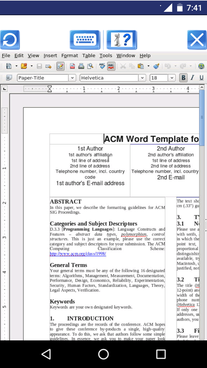 اسکرین شات 2 برنامه AndroWriter document editor