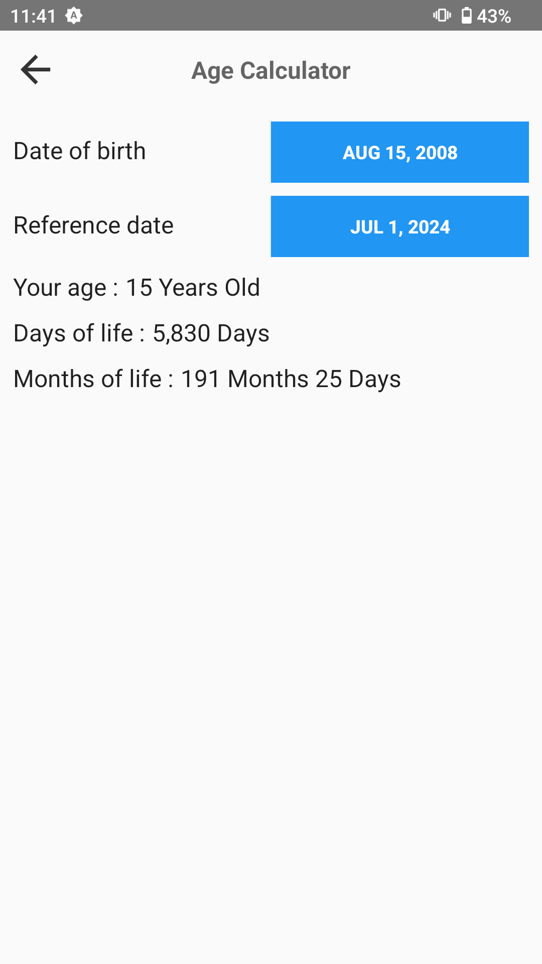 اسکرین شات 1 برنامه Age & Time Calculator