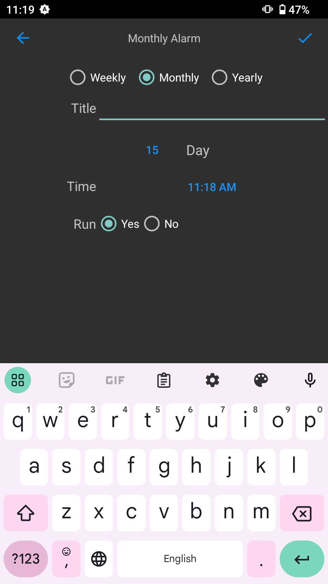اسکرین شات 2 برنامه Monthly Alarm (Weekly Yearly)