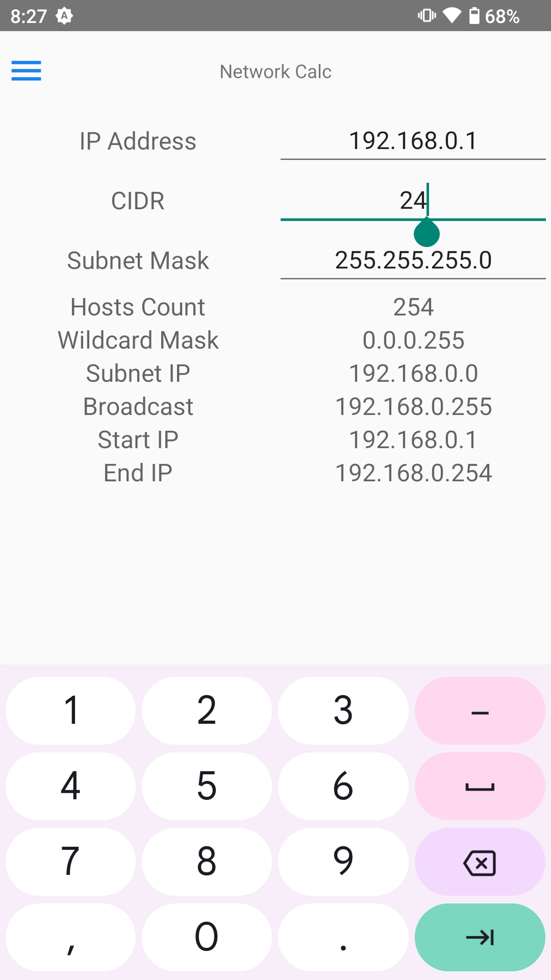 اسکرین شات 1 برنامه Network IP  Calculator