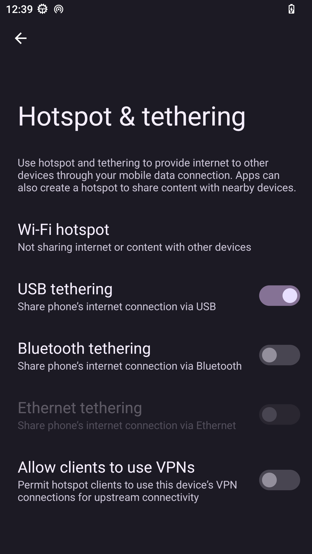 اسکرین شات 2 برنامه Quick USB Tethering Wifi