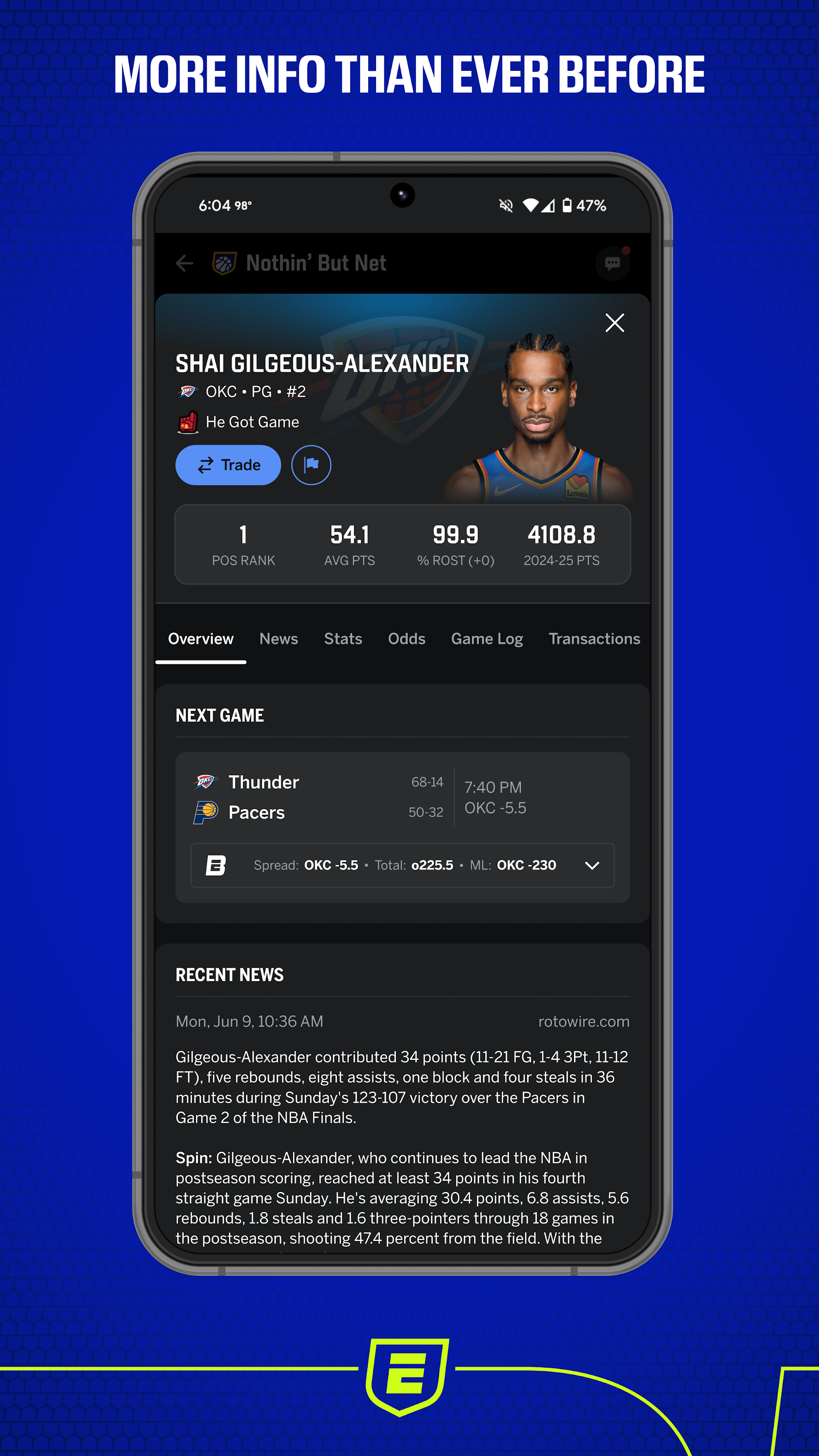 اسکرین شات 2 برنامه ESPN Fantasy Sports