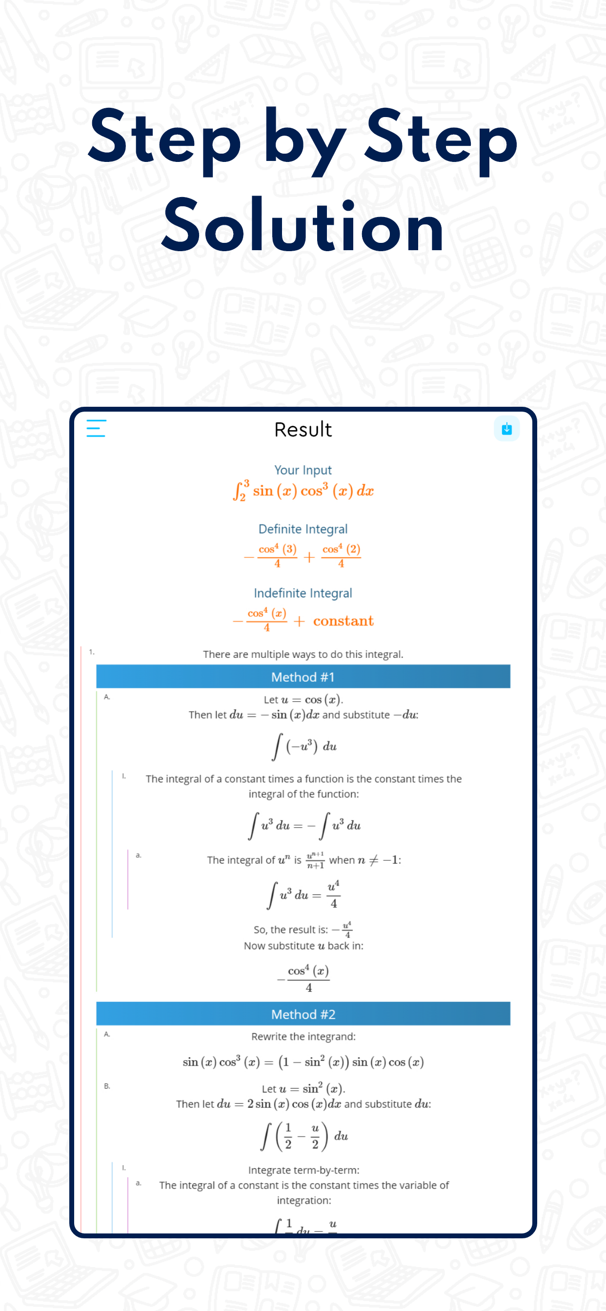 اسکرین شات 4 برنامه Integral Calculator with Steps