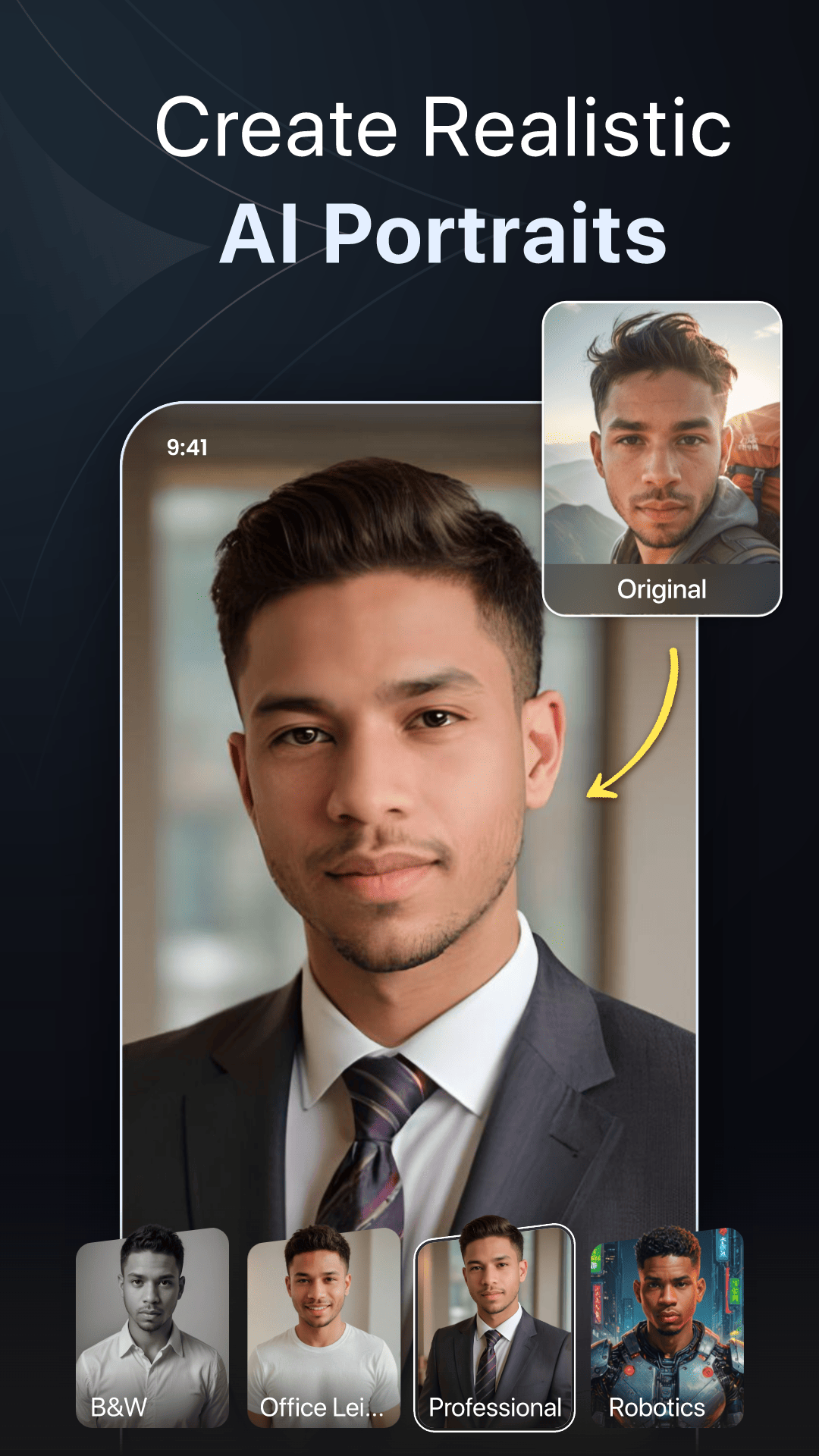 اسکرین شات 2 برنامه PortraitMe - AI Headshot Pro