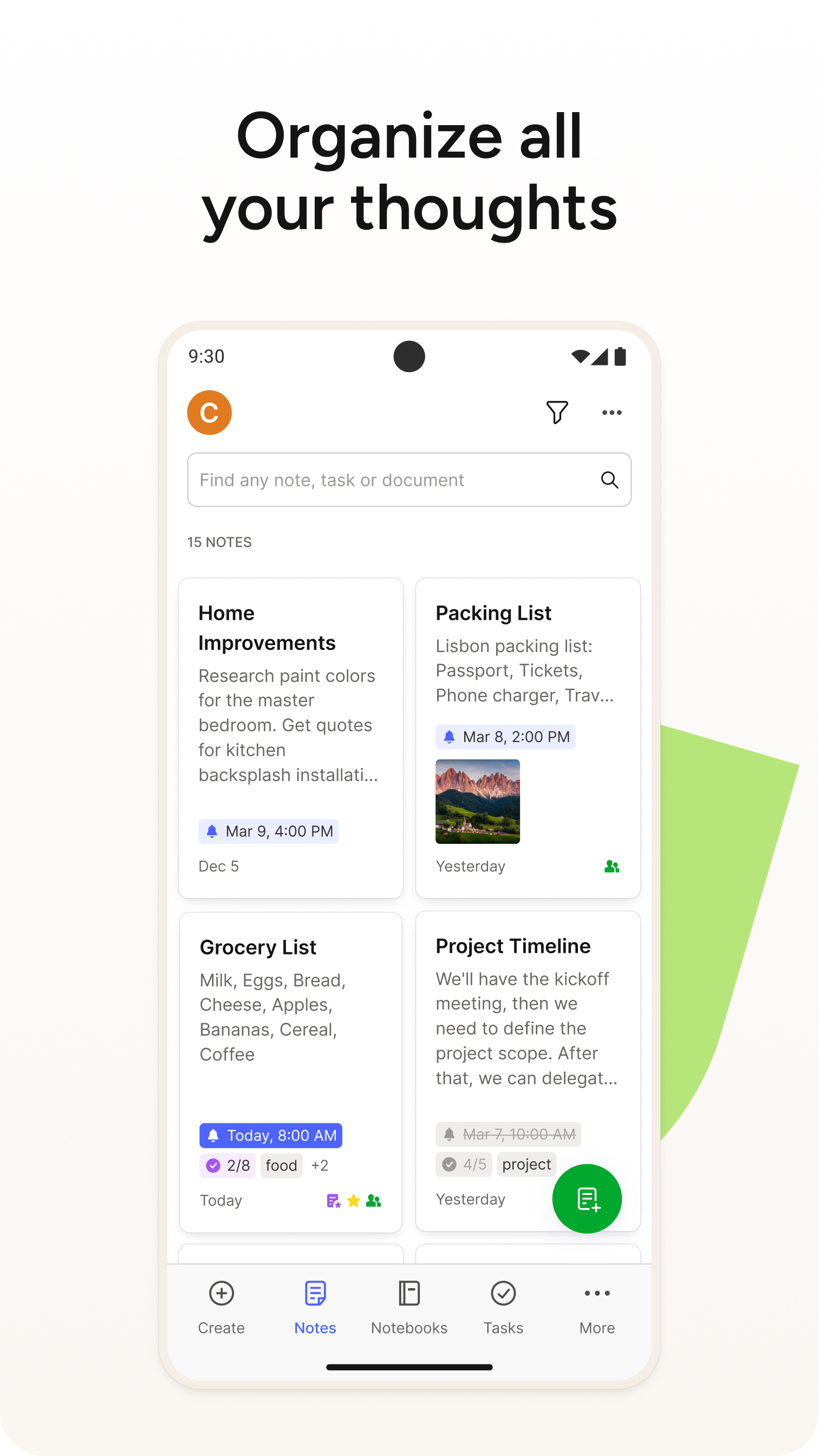 اسکرین شات 2 برنامه Evernote - Note Organizer