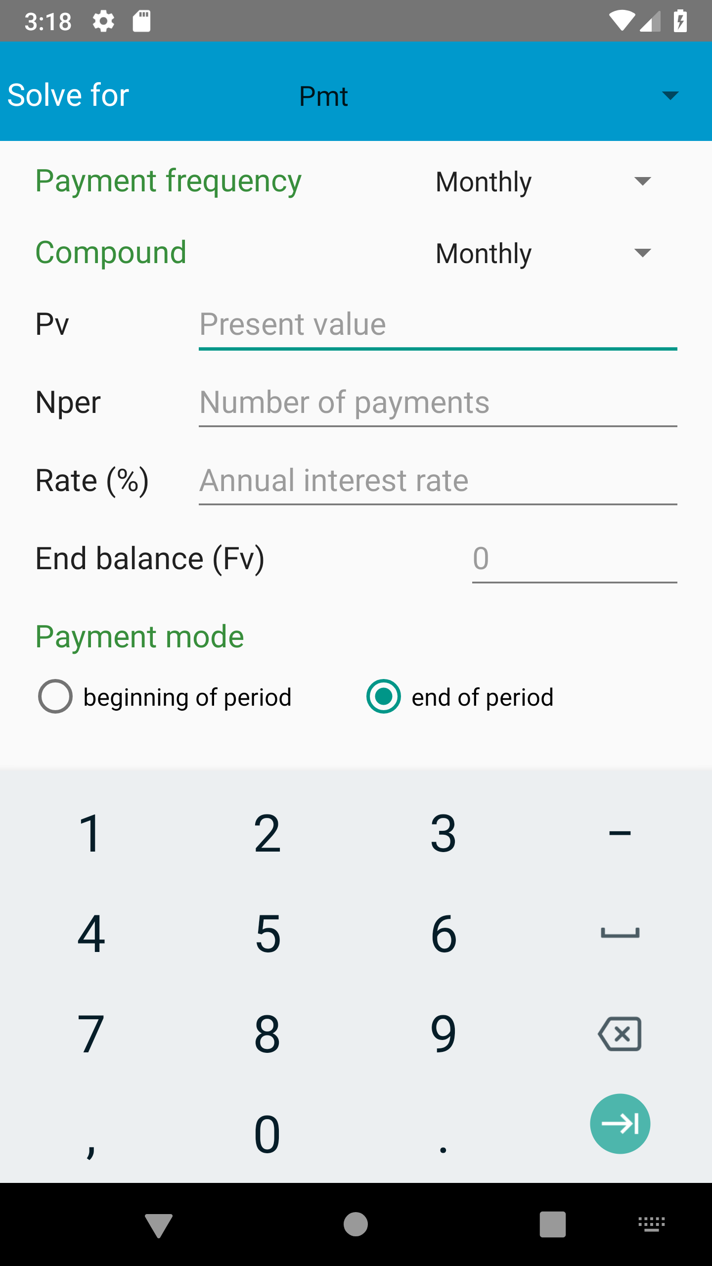 اسکرین شات 3 برنامه TVM Financial Calculator