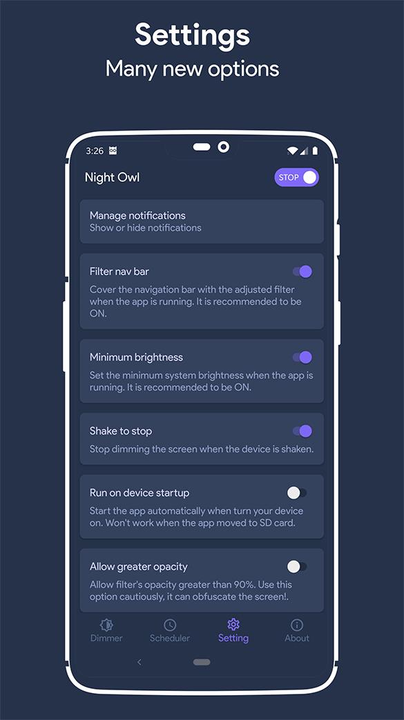 اسکرین شات 5 برنامه Night Owl - Screen Dimmer & Night Mode