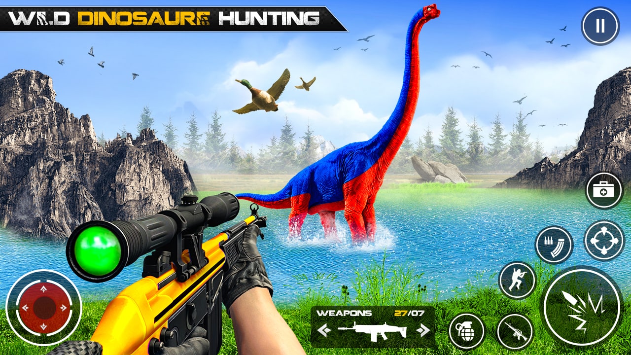 اسکرین شات 3 برنامه Dinosaur Hunting Gun Games