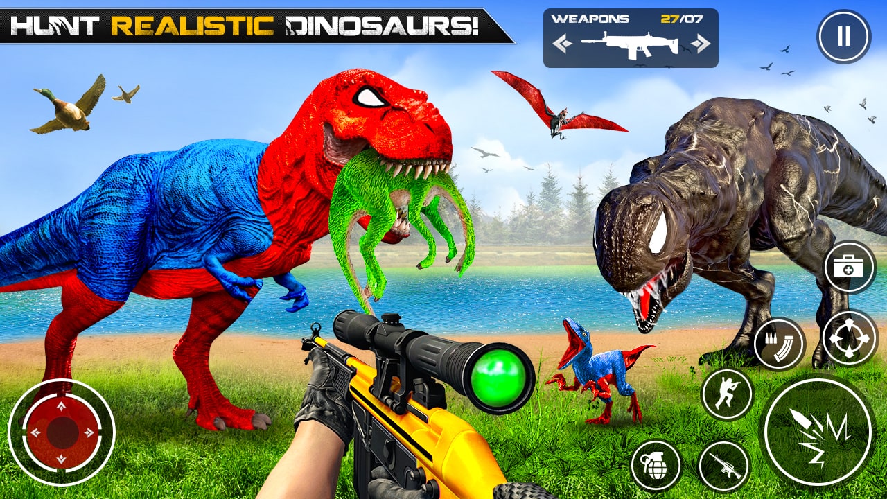 اسکرین شات 2 برنامه Dinosaur Hunting Gun Games