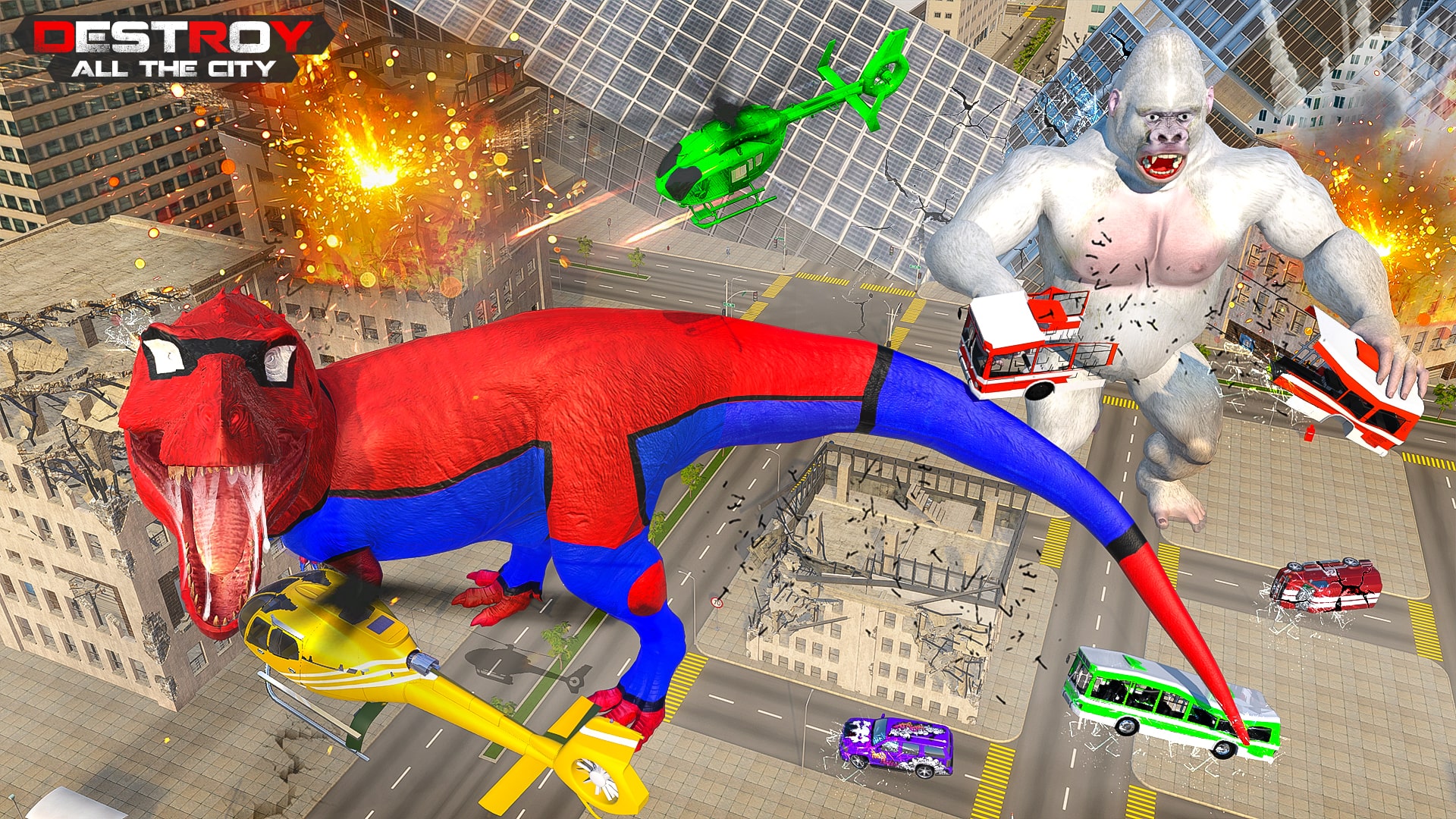 اسکرین شات 2 برنامه Angry Dinosaur City Rampage
