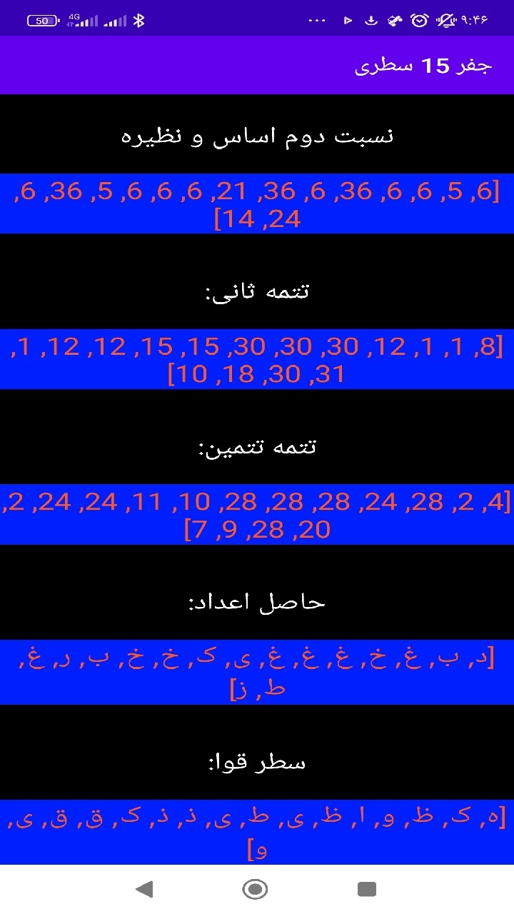 اسکرین شات 7 برنامه جفر ۱۵ سطری