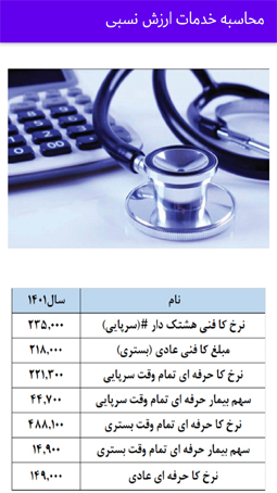اسکرین شات 2 برنامه محاسبه خدمات ارزش نسبی