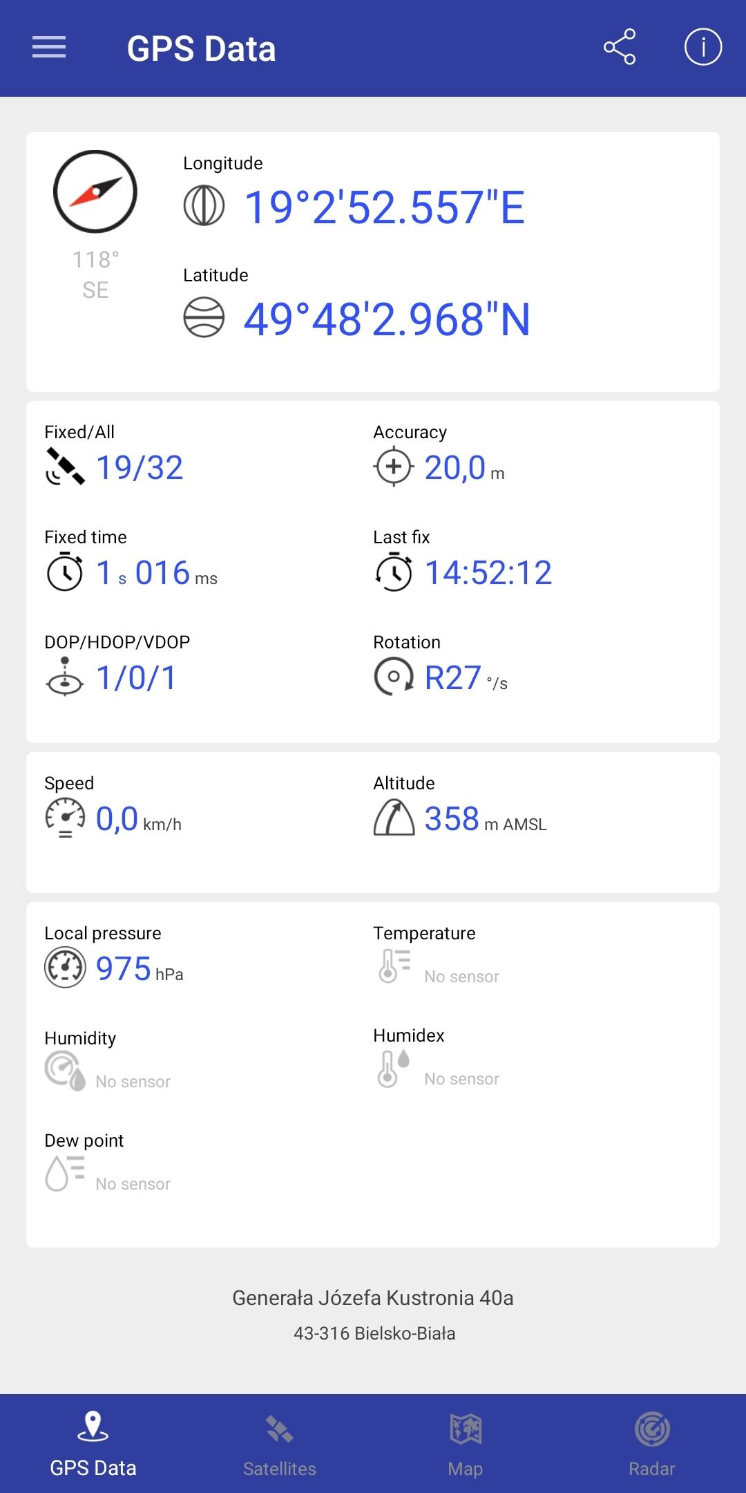 اسکرین شات 2 برنامه GPS Data
