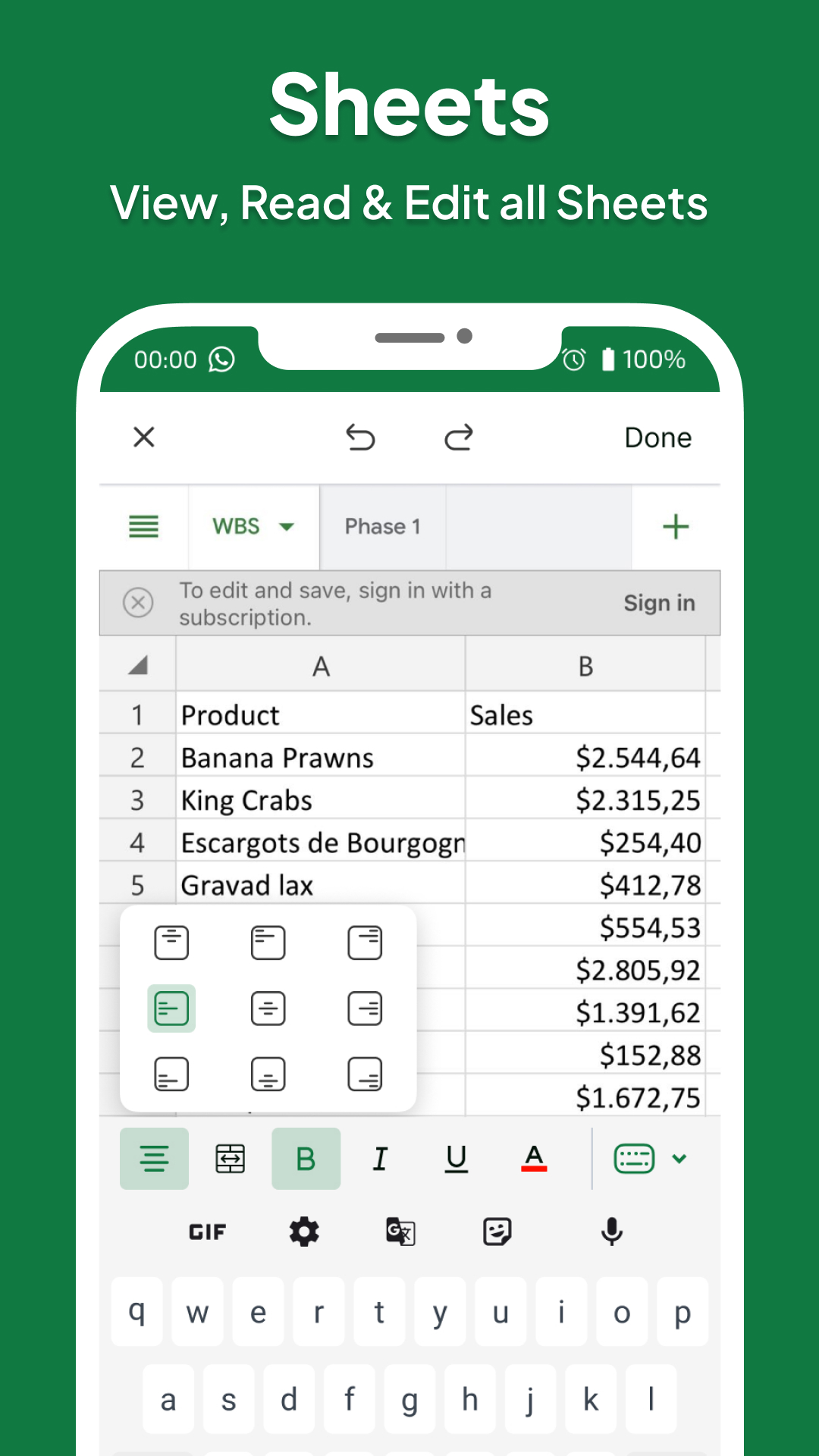 اسکرین شات 2 برنامه SheetsReader: View, Edit