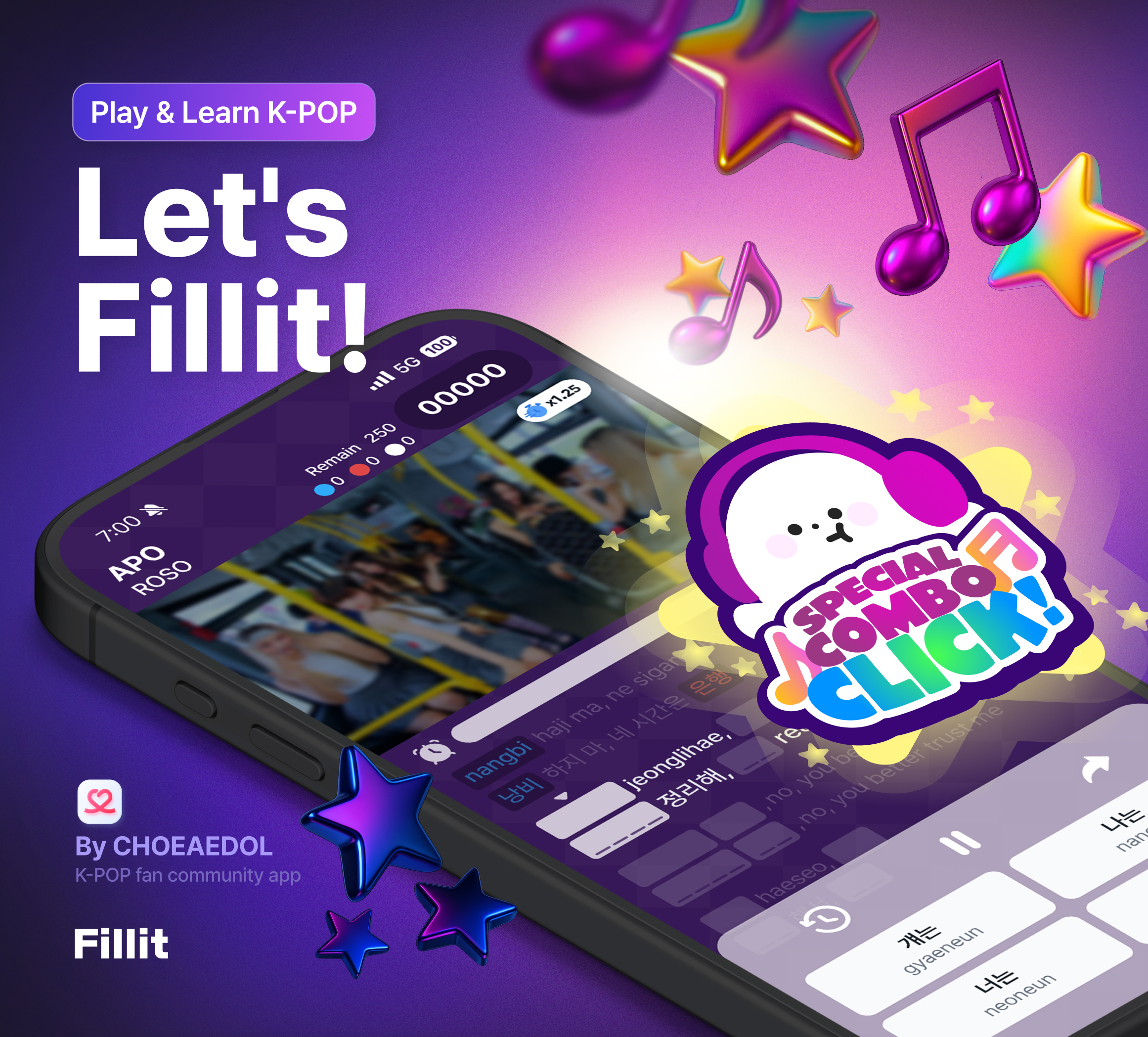 اسکرین شات 1 بازی FillIt-Learn KOREAN with KPOP