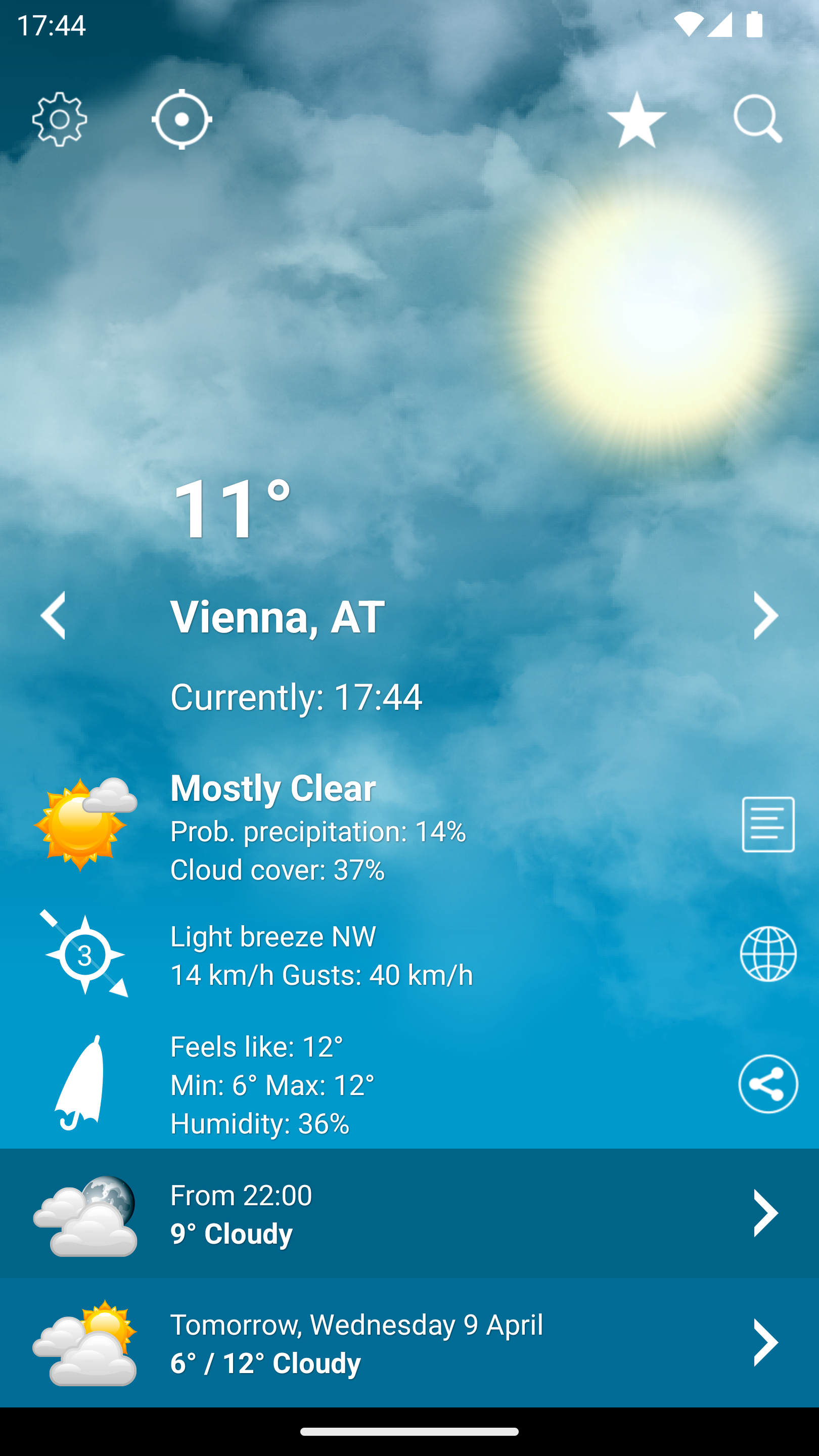 اسکرین شات 1 برنامه Weather XL Austria PRO