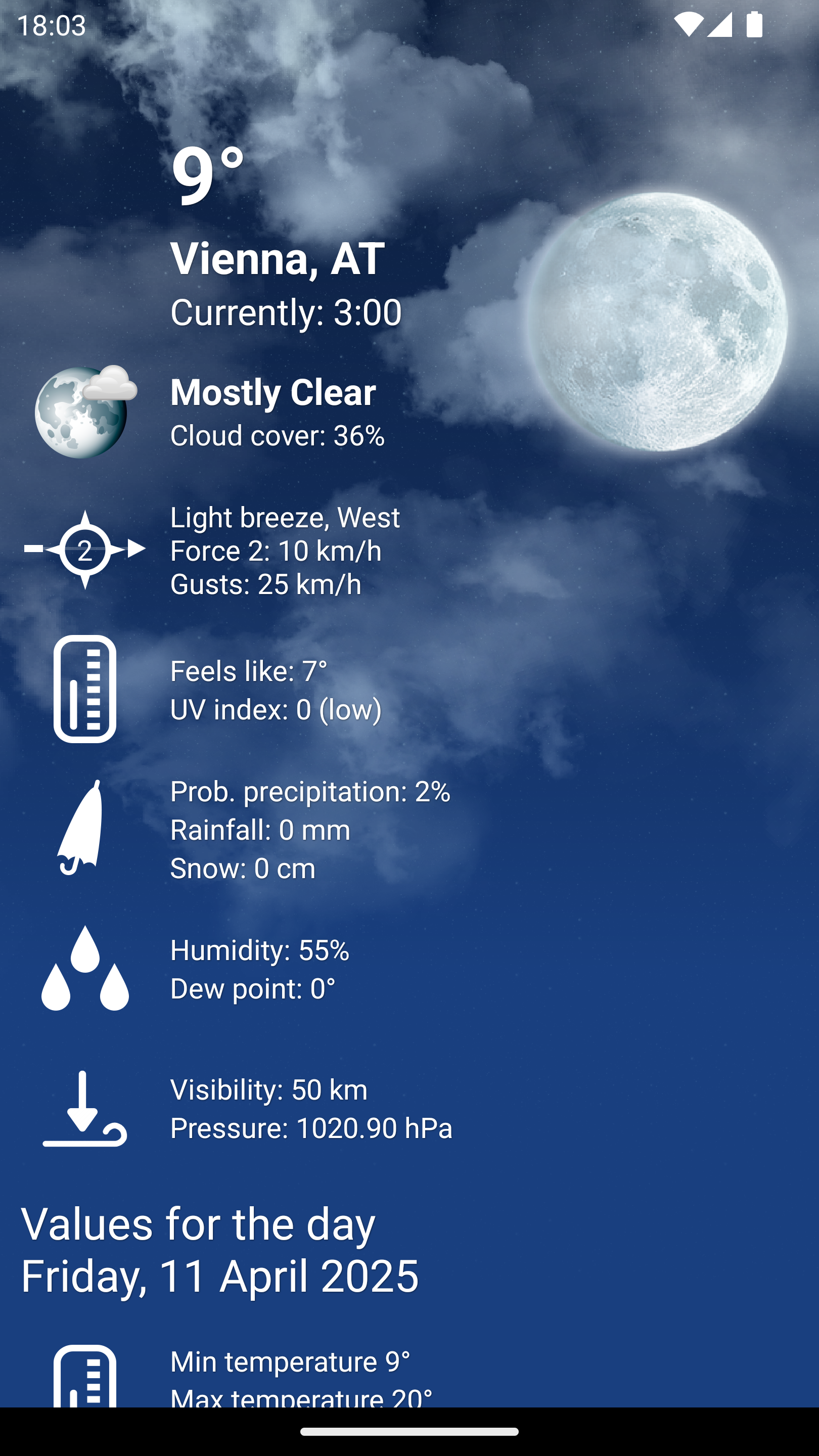 اسکرین شات 4 برنامه Weather XL Austria PRO