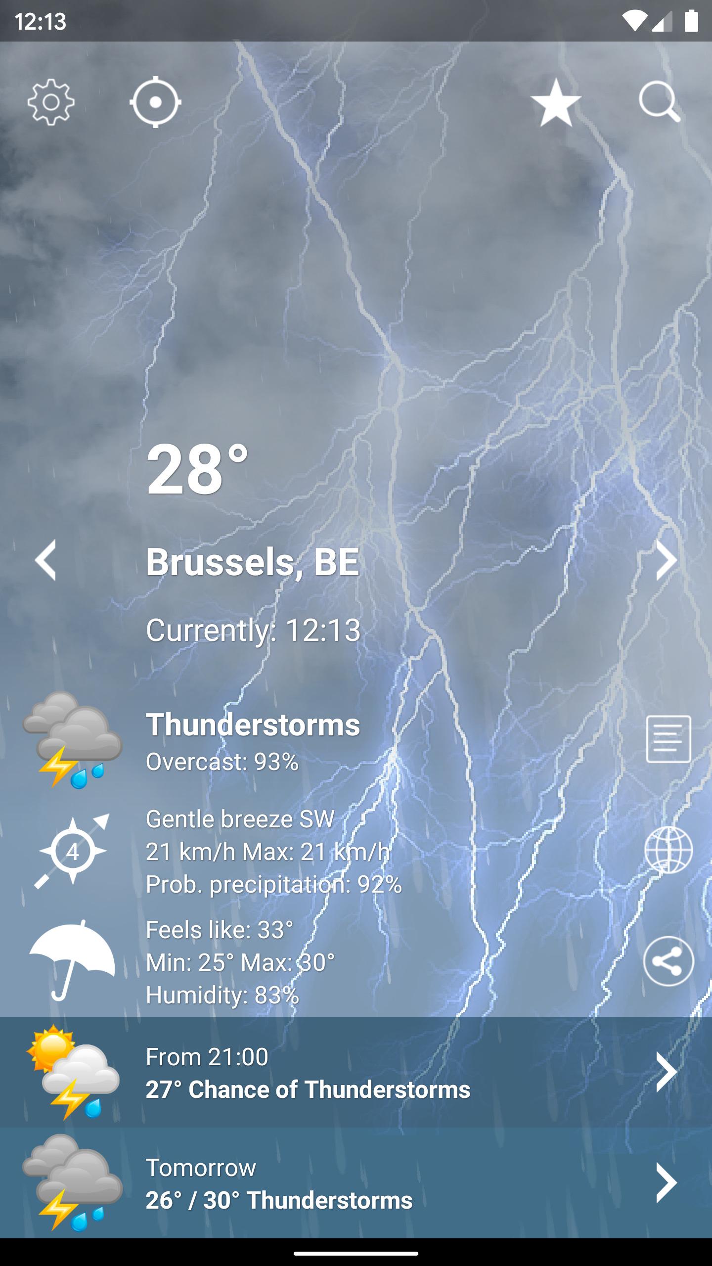 اسکرین شات 2 برنامه Weather Belgium XL PRO