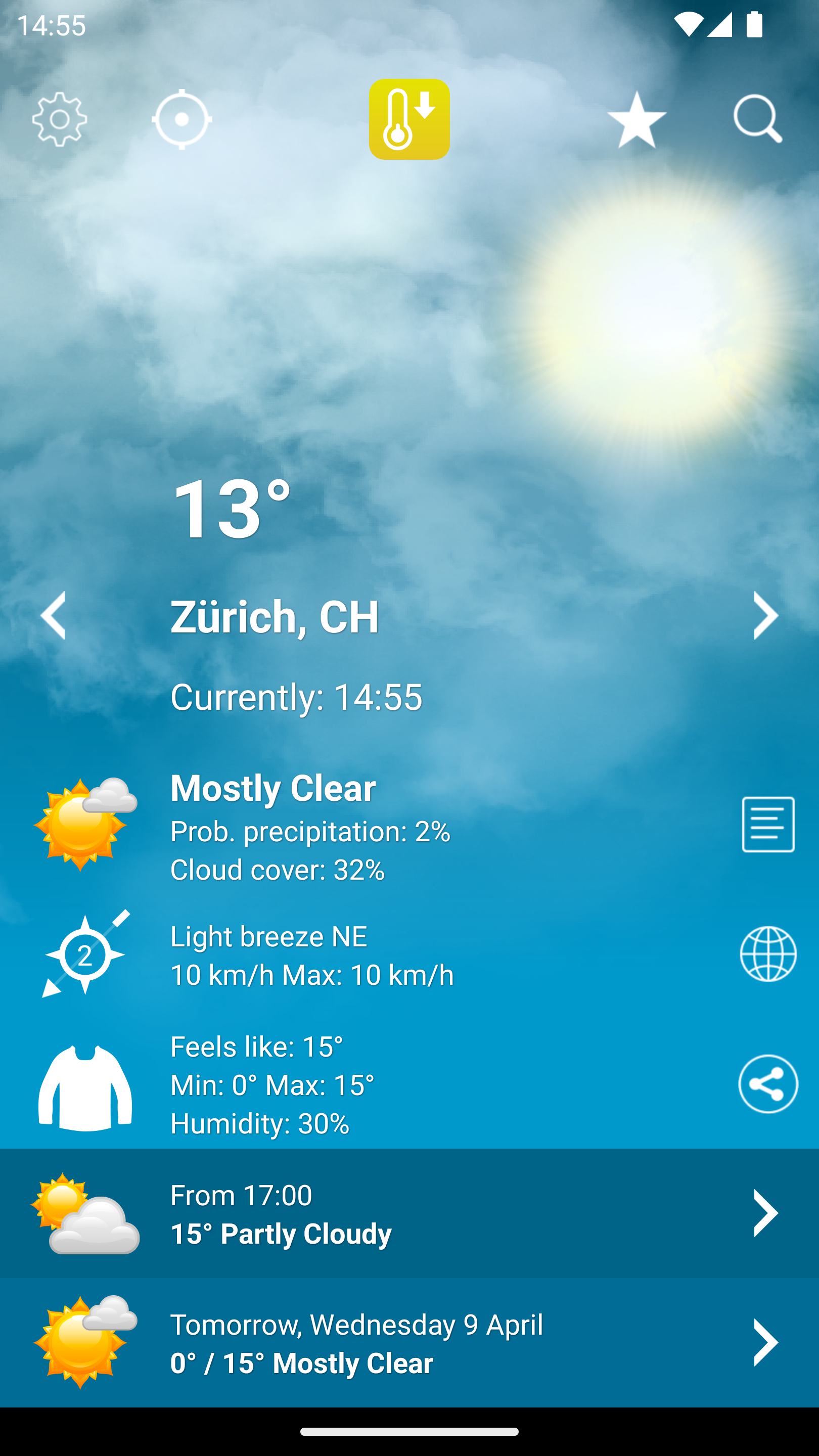 اسکرین شات 1 برنامه Weather Switzerland XL PRO
