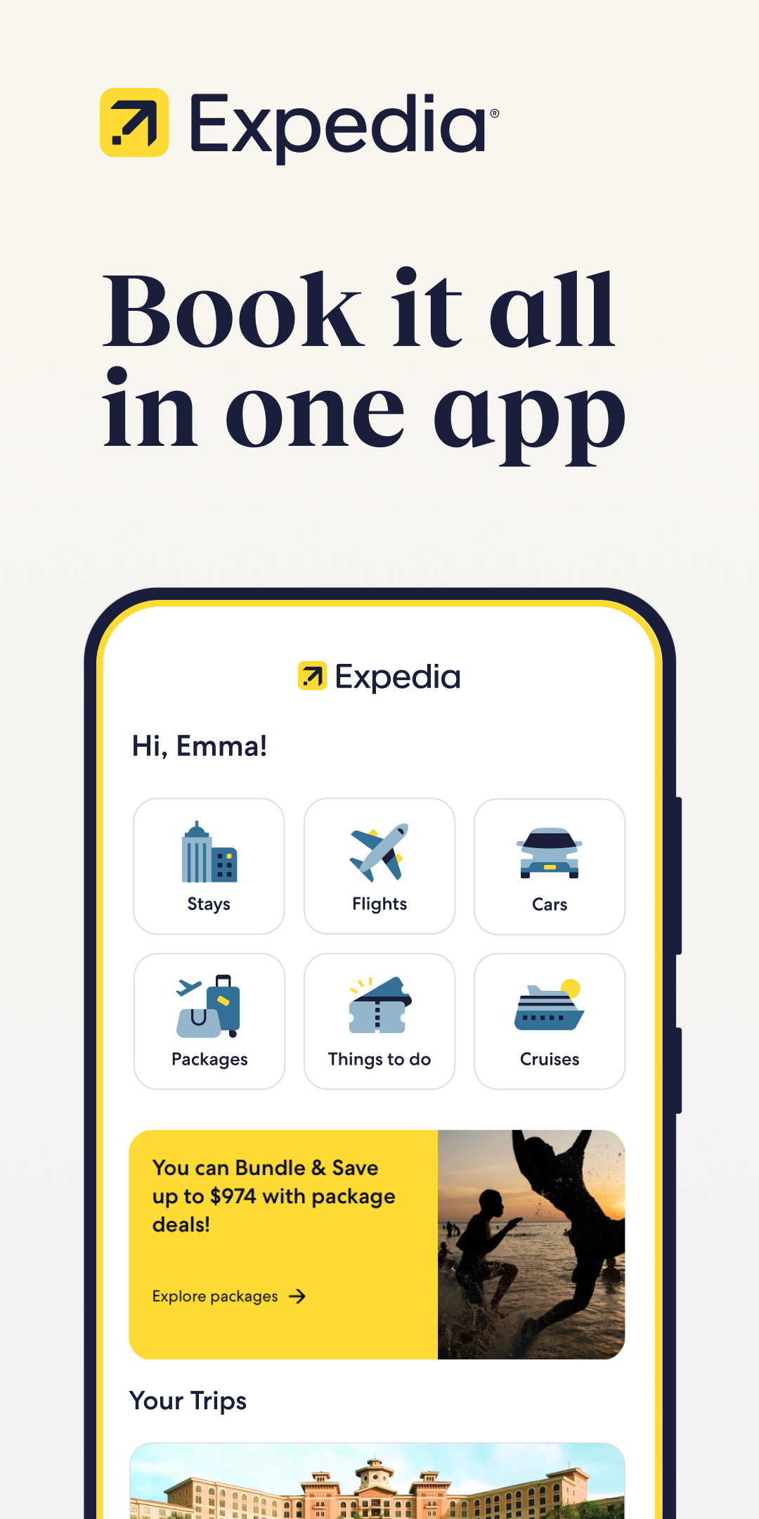 اسکرین شات 1 برنامه Expedia: Hotels, Flights, Cars