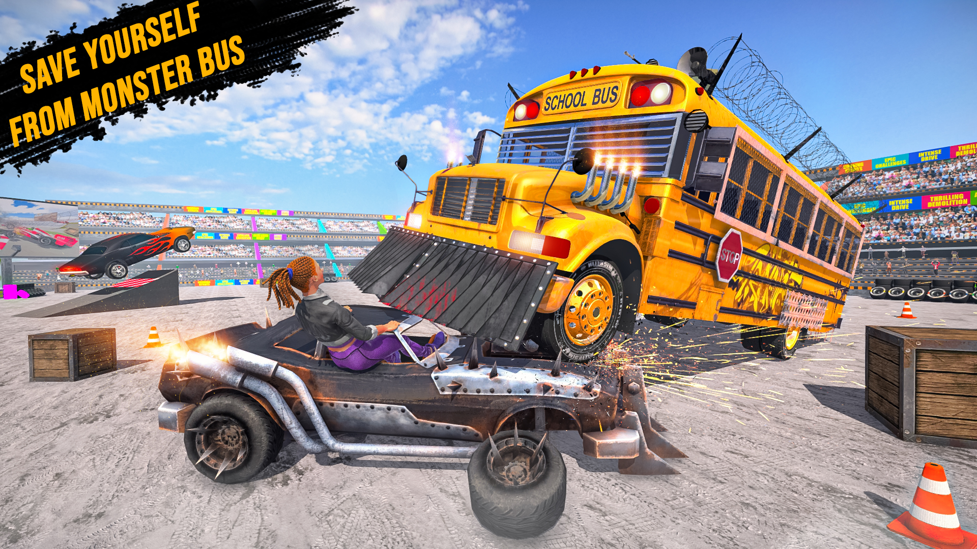 اسکرین شات 2 برنامه Monster Bus Derby Destruction