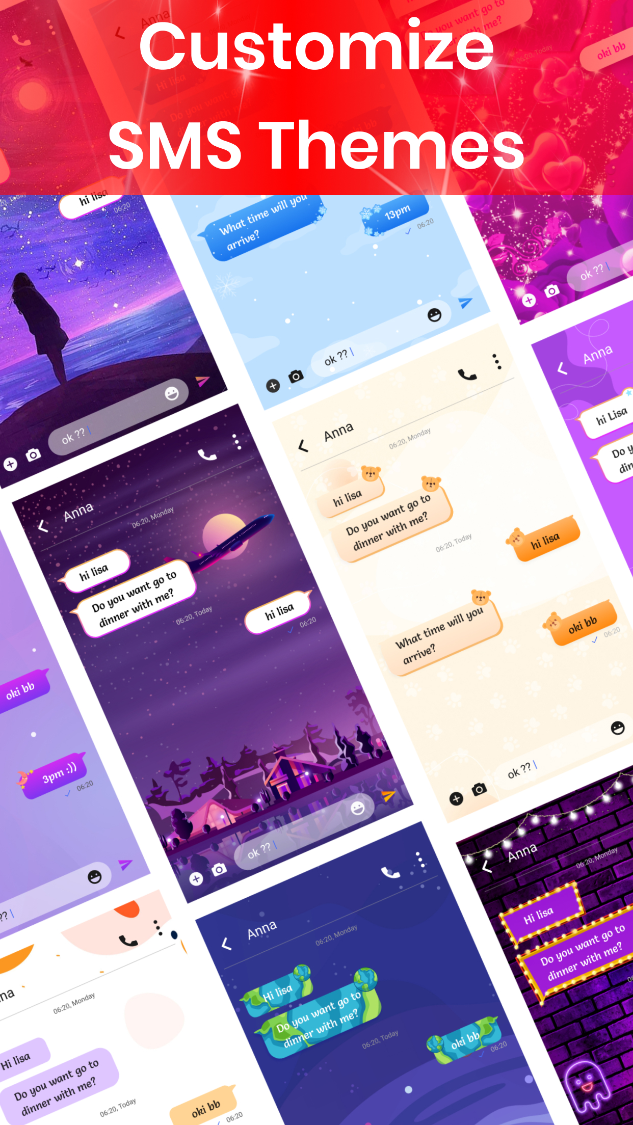 اسکرین شات 2 برنامه Messenger & Color SMS