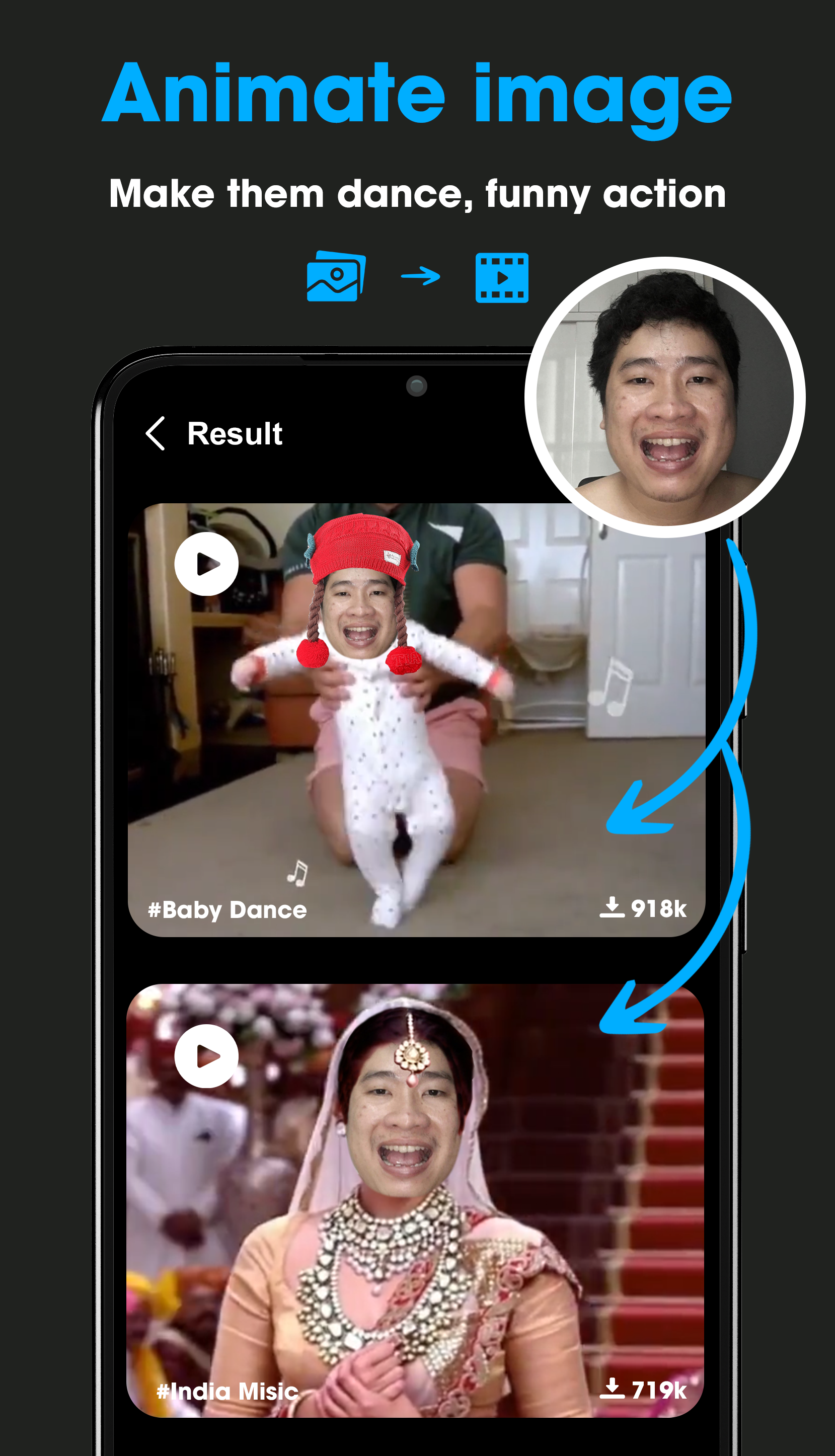 اسکرین شات 2 برنامه Add Face To Video Reface video