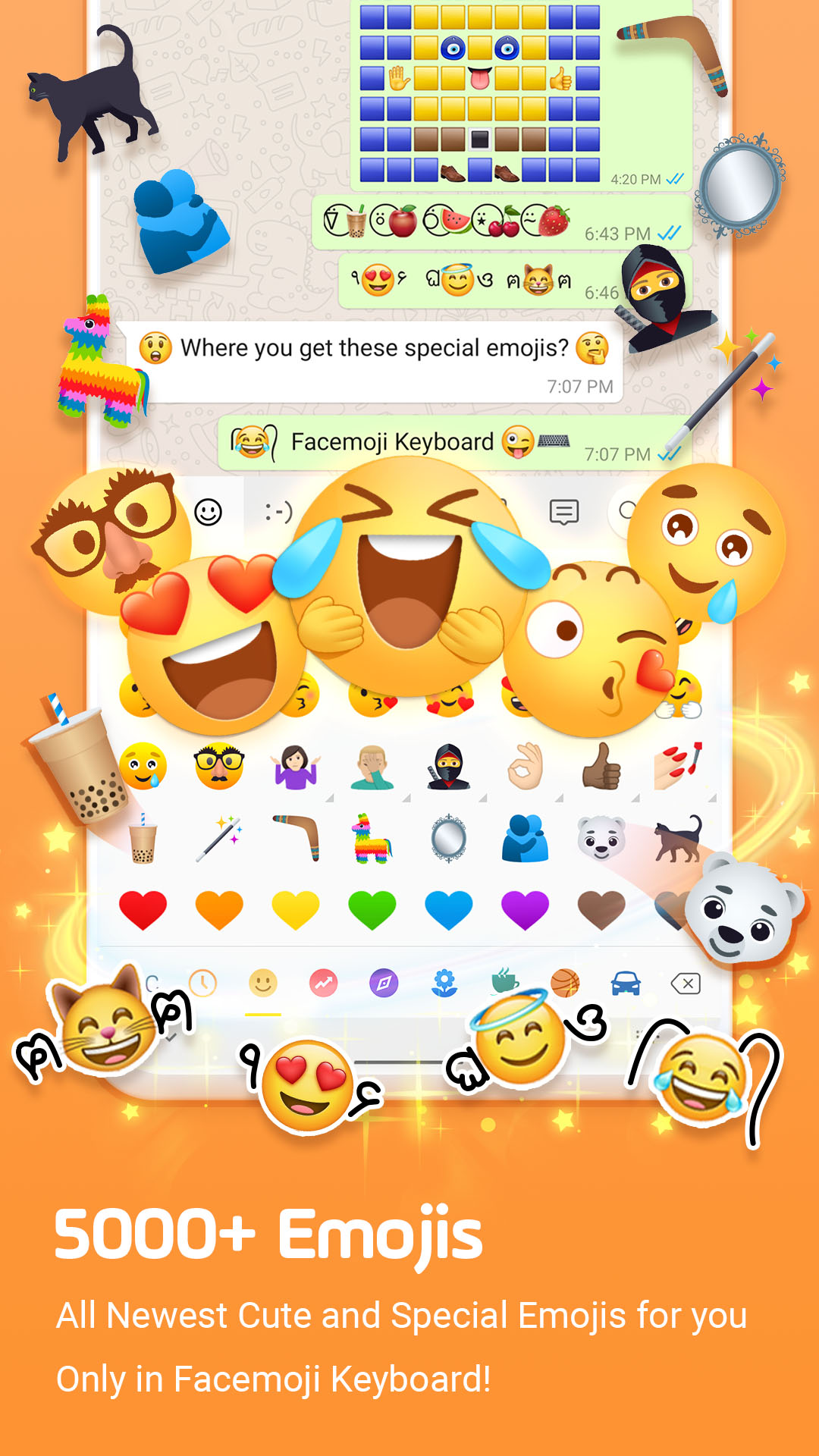 اسکرین شات 1 برنامه Facemoji Emoji Keyboard Pro