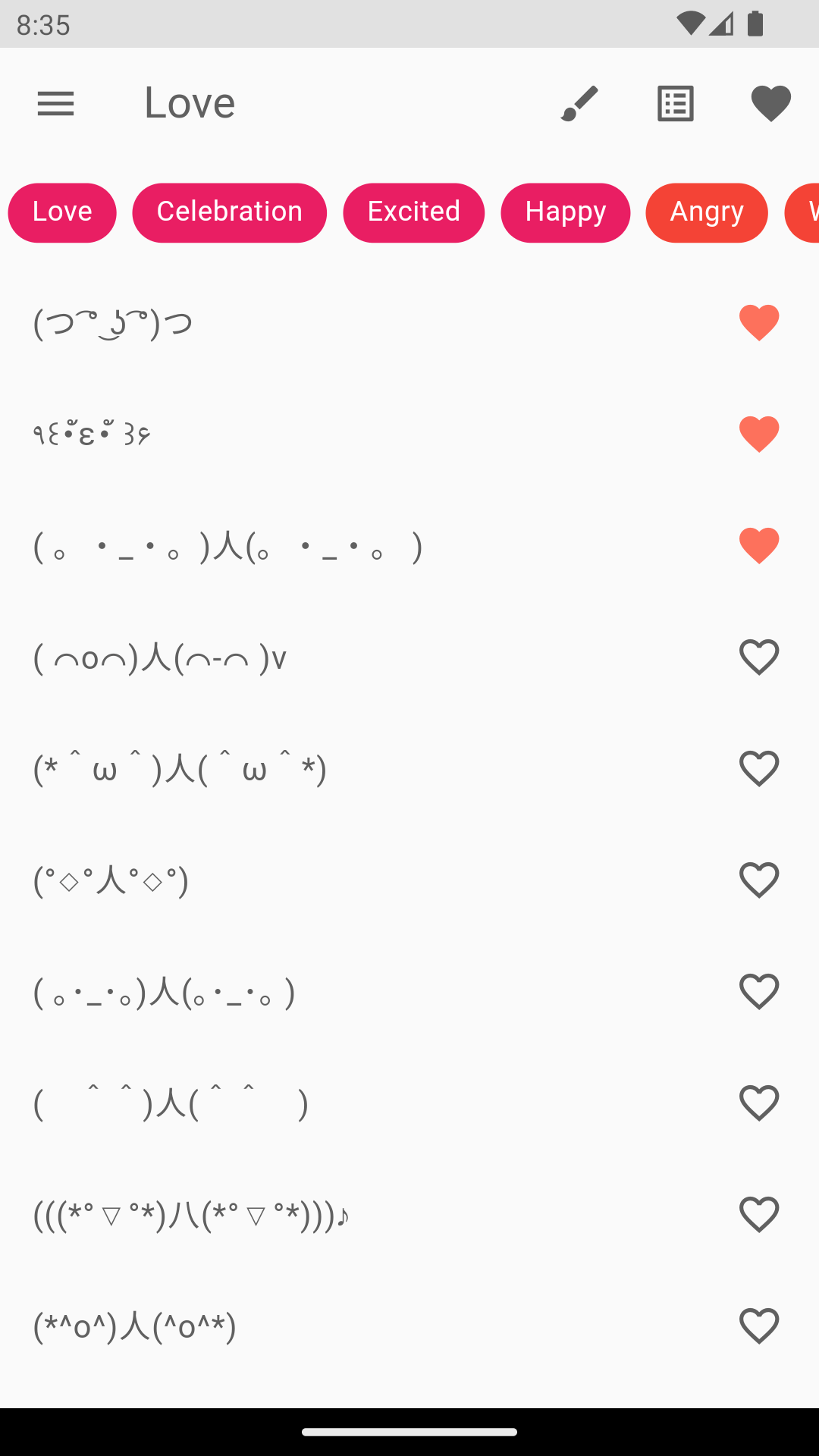 اسکرین شات 1 برنامه Kaomoji Japanese Emojis Smiley