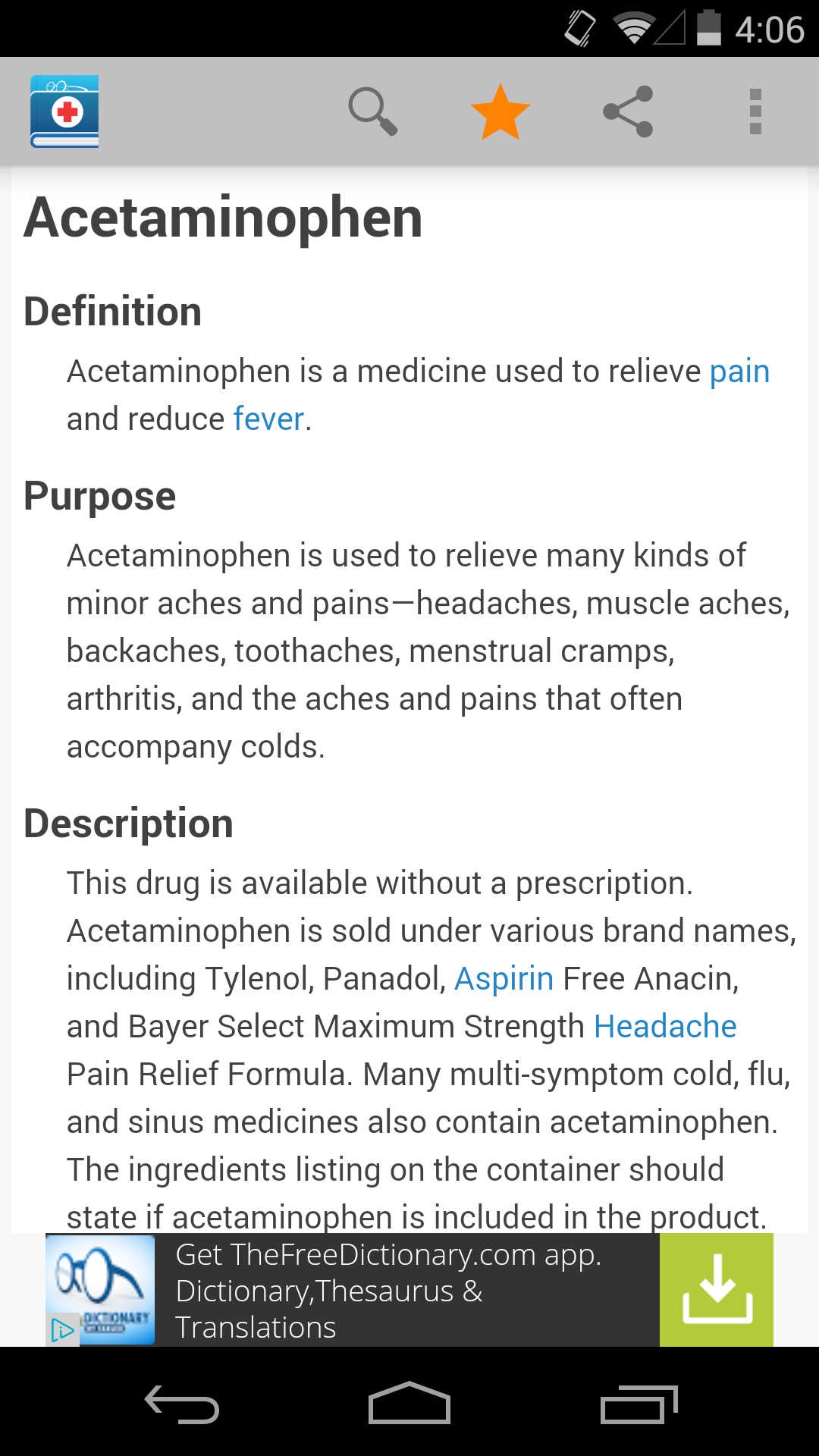اسکرین شات 1 برنامه Medical Dictionary by Farlex