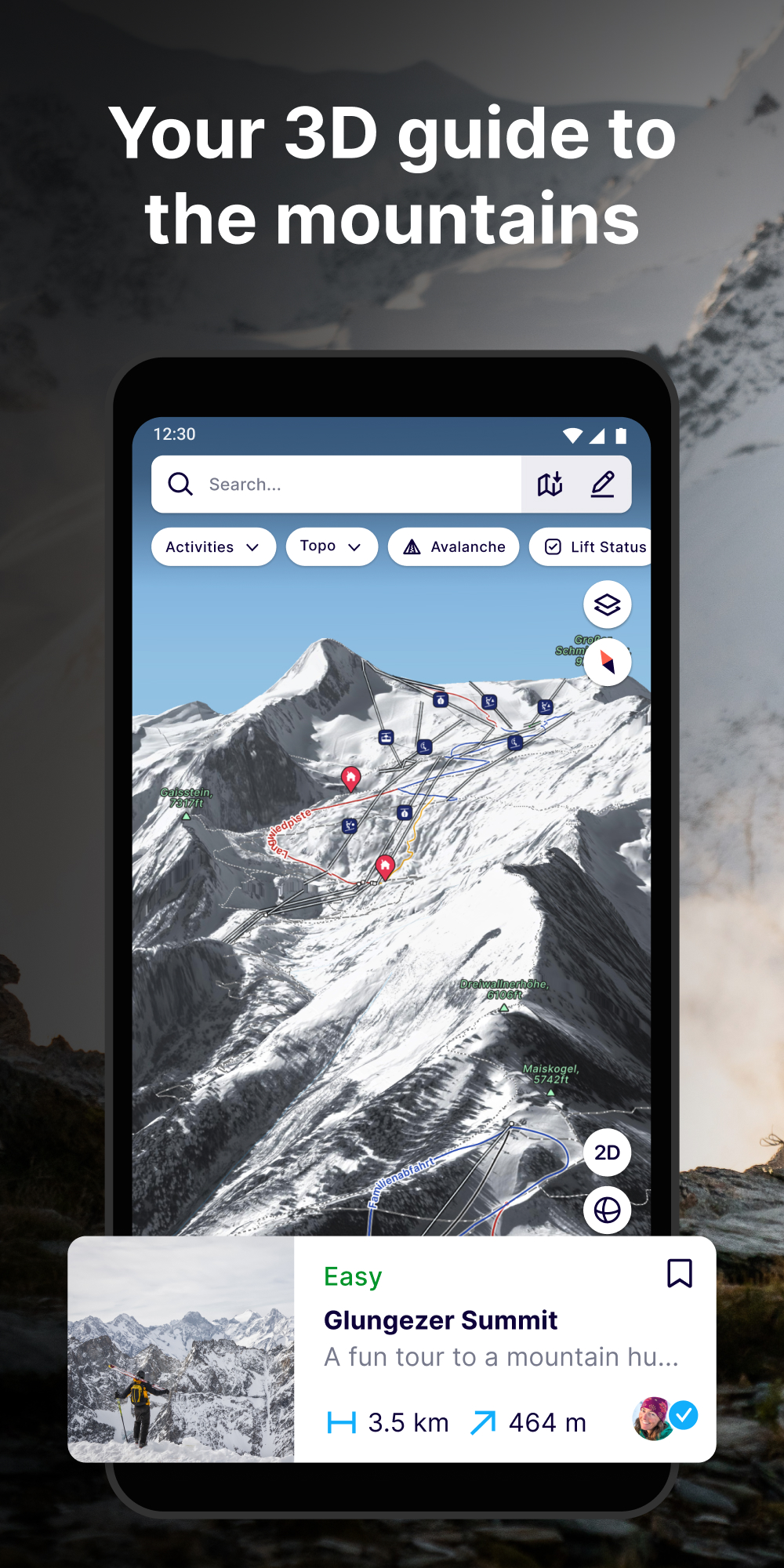 اسکرین شات 1 برنامه FATMAP: Ski, Hike, Bike