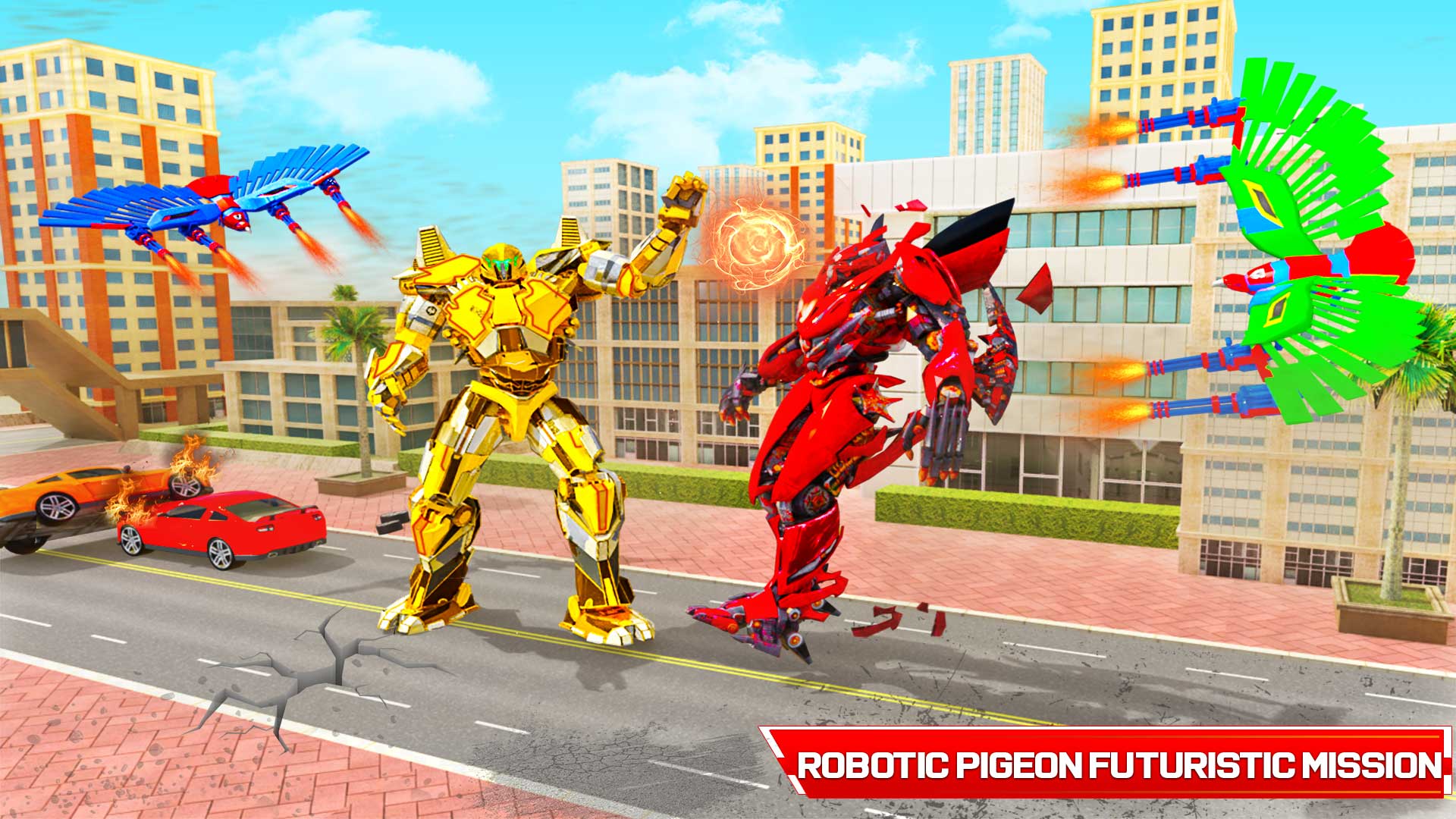 اسکرین شات 6 بازی Flying Pigeon Robot Car Game