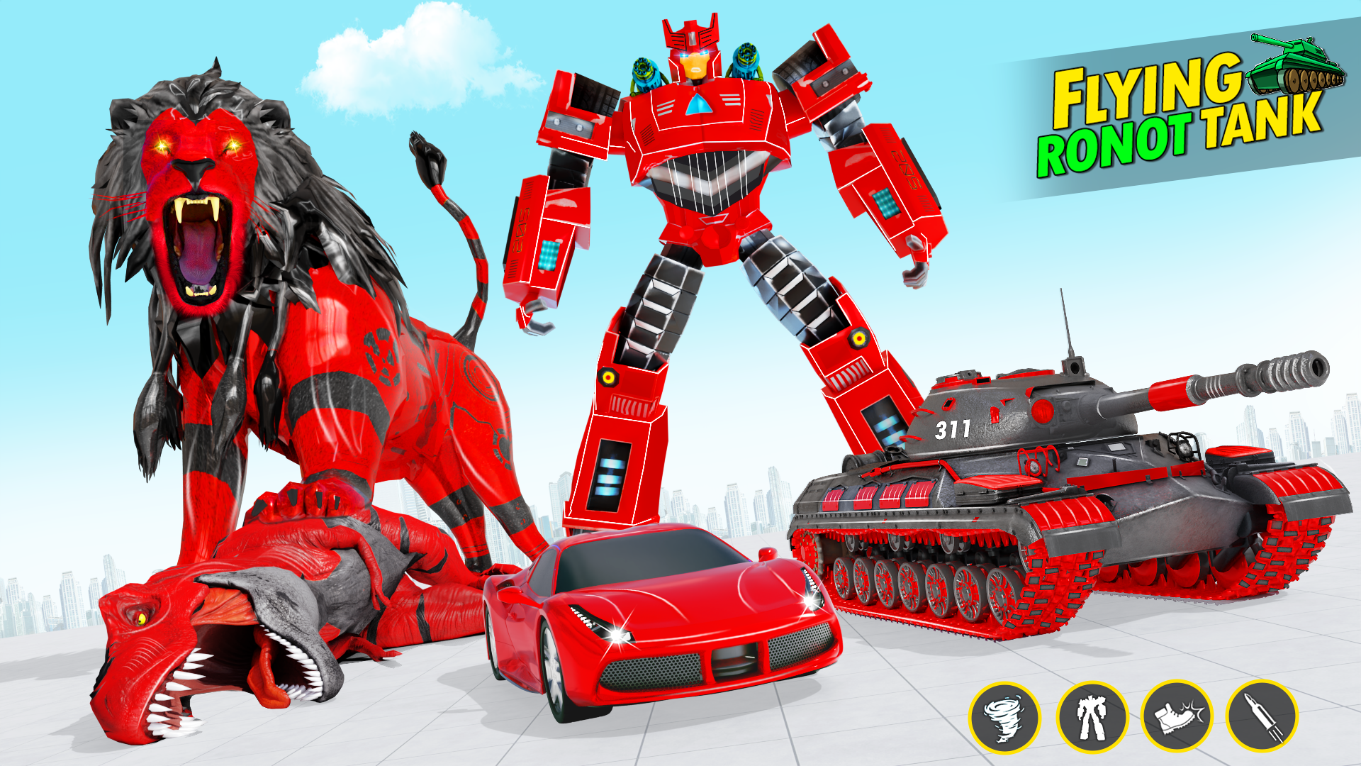 اسکرین شات 2 برنامه Army Tank Lion Robot Car Games