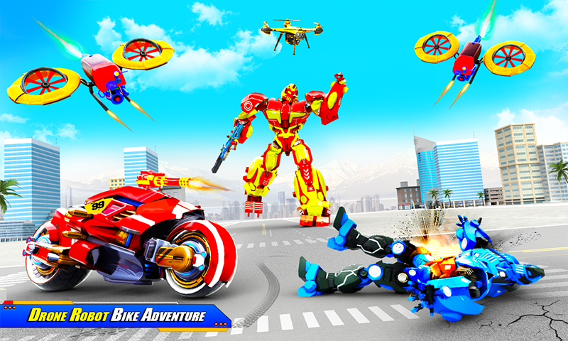 اسکرین شات 3 برنامه Tiger Robot Moto Bike Game