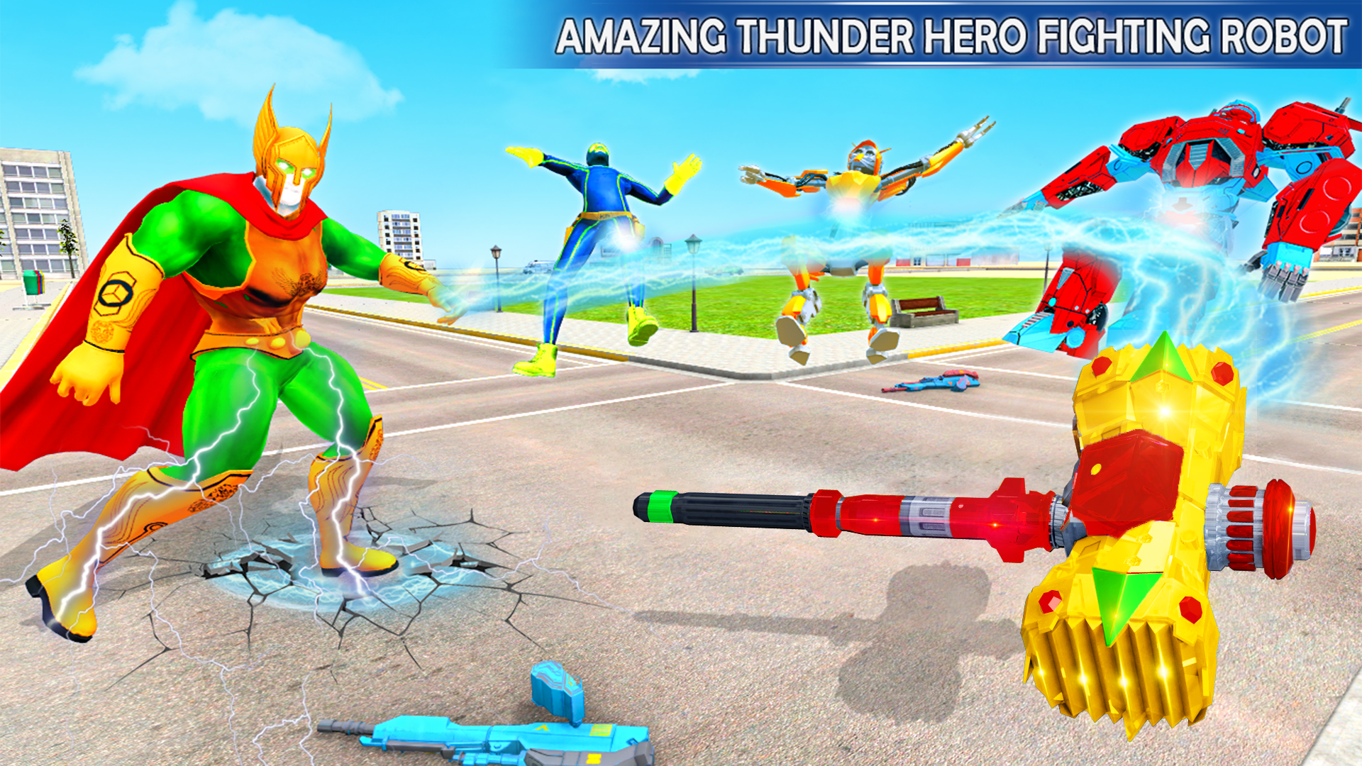 اسکرین شات 1 برنامه Hammer Hero Robot Rescue City