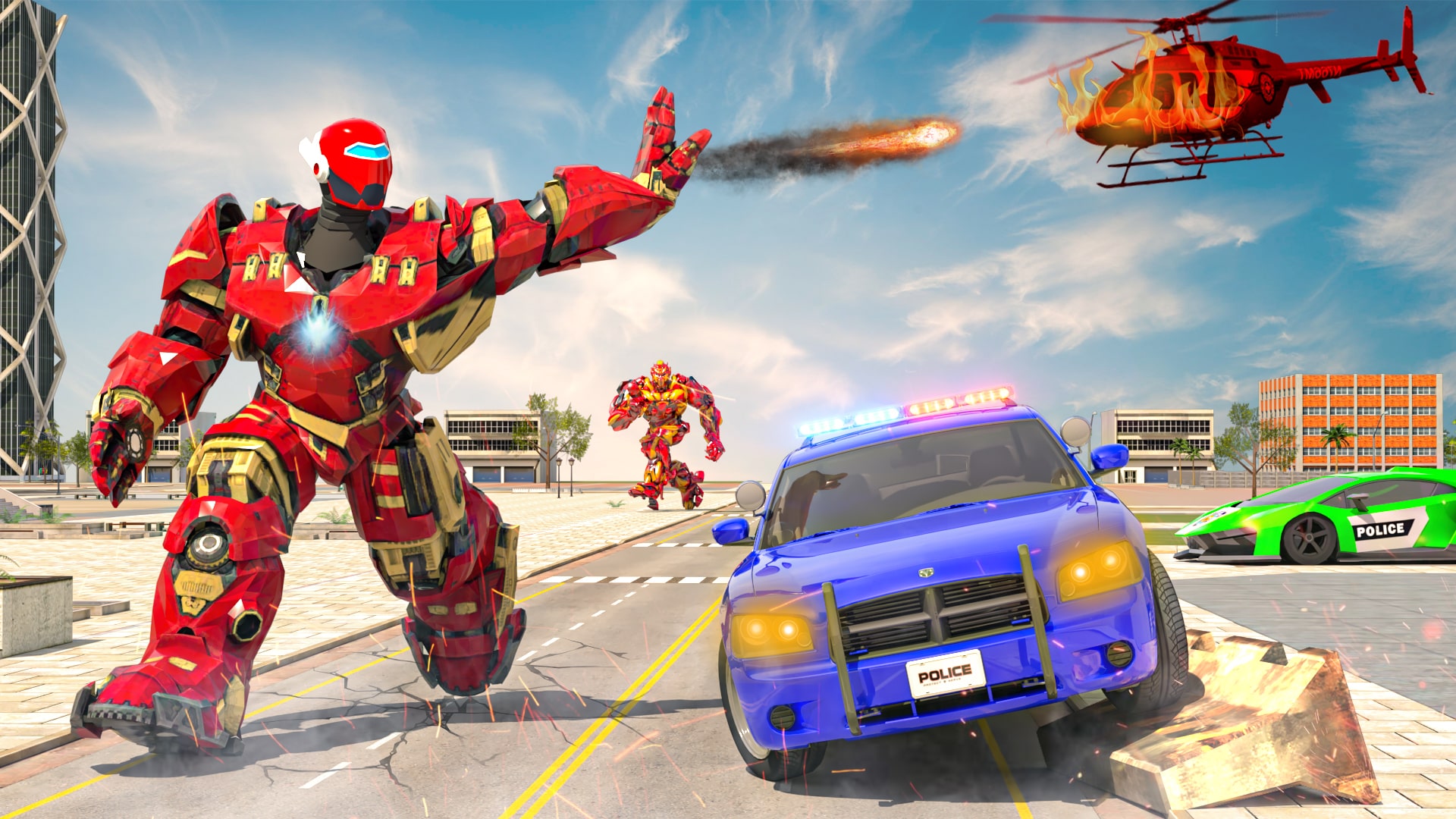 اسکرین شات 3 برنامه Flying Police Robot Hero Games