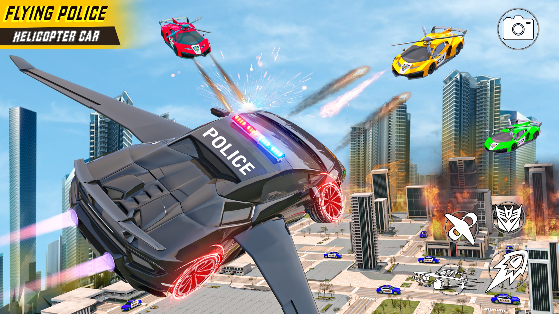 اسکرین شات 1 برنامه Helicopter Game: Flying Car 3D