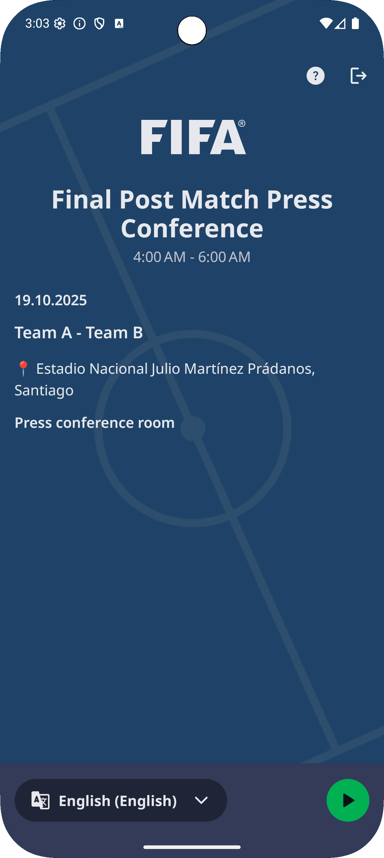 اسکرین شات 1 برنامه FIFA Interpreting