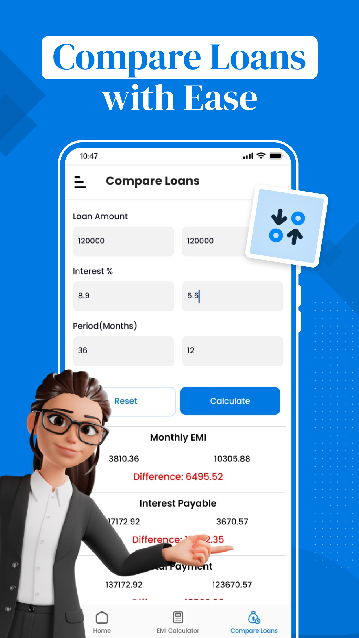 اسکرین شات 3 برنامه EMI Calculator App & Loan