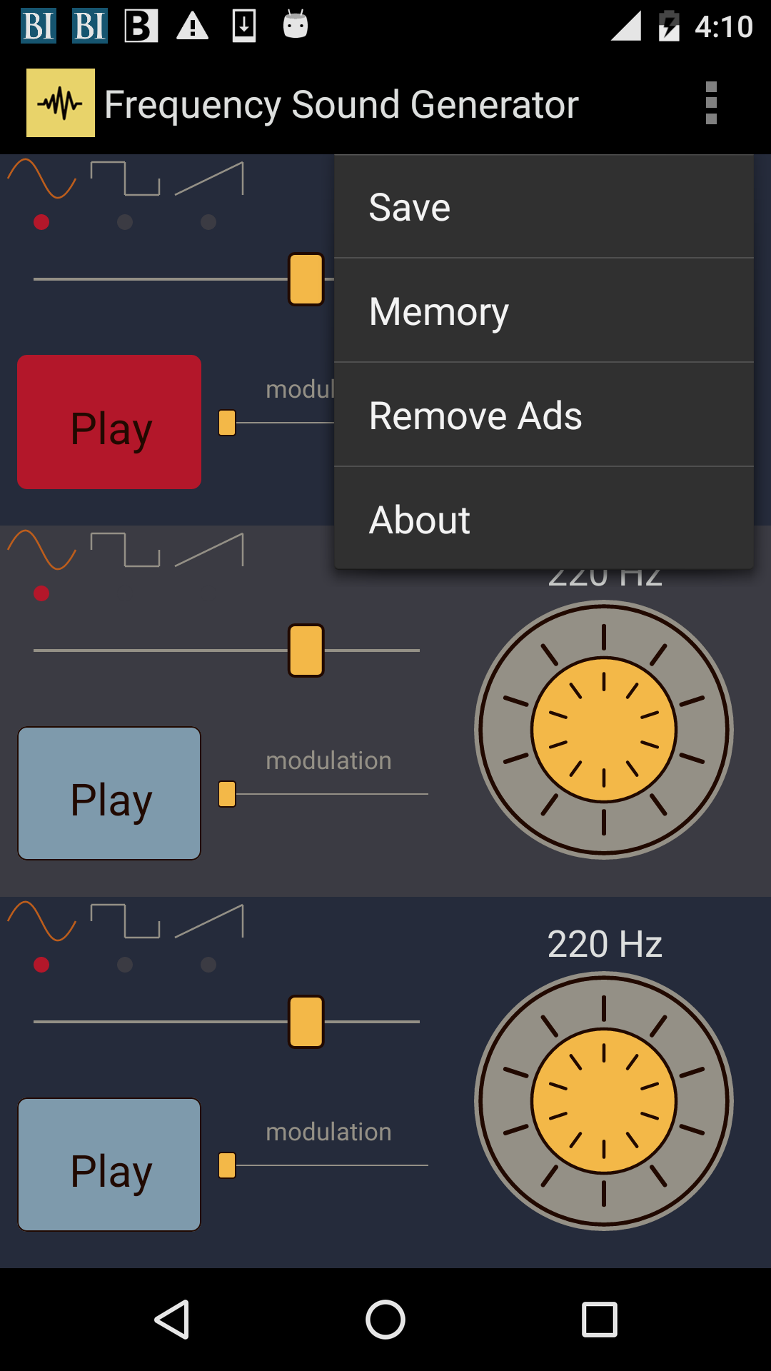 اسکرین شات برنامه Frequency Sound Generator 2